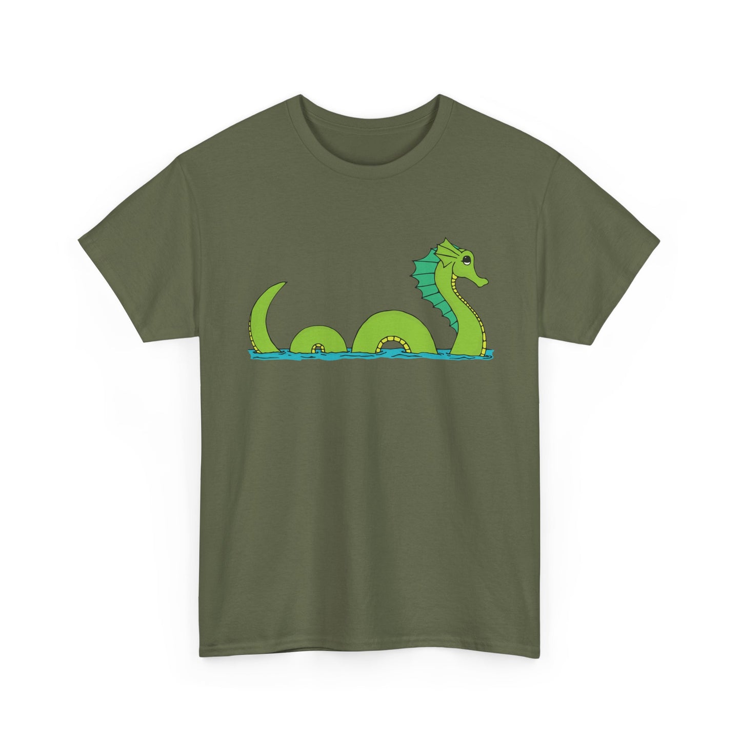 Sea Serpent T-shirt Unisex Heavy Cotton Tee - Mens Womens Loch Ness Sea Monster