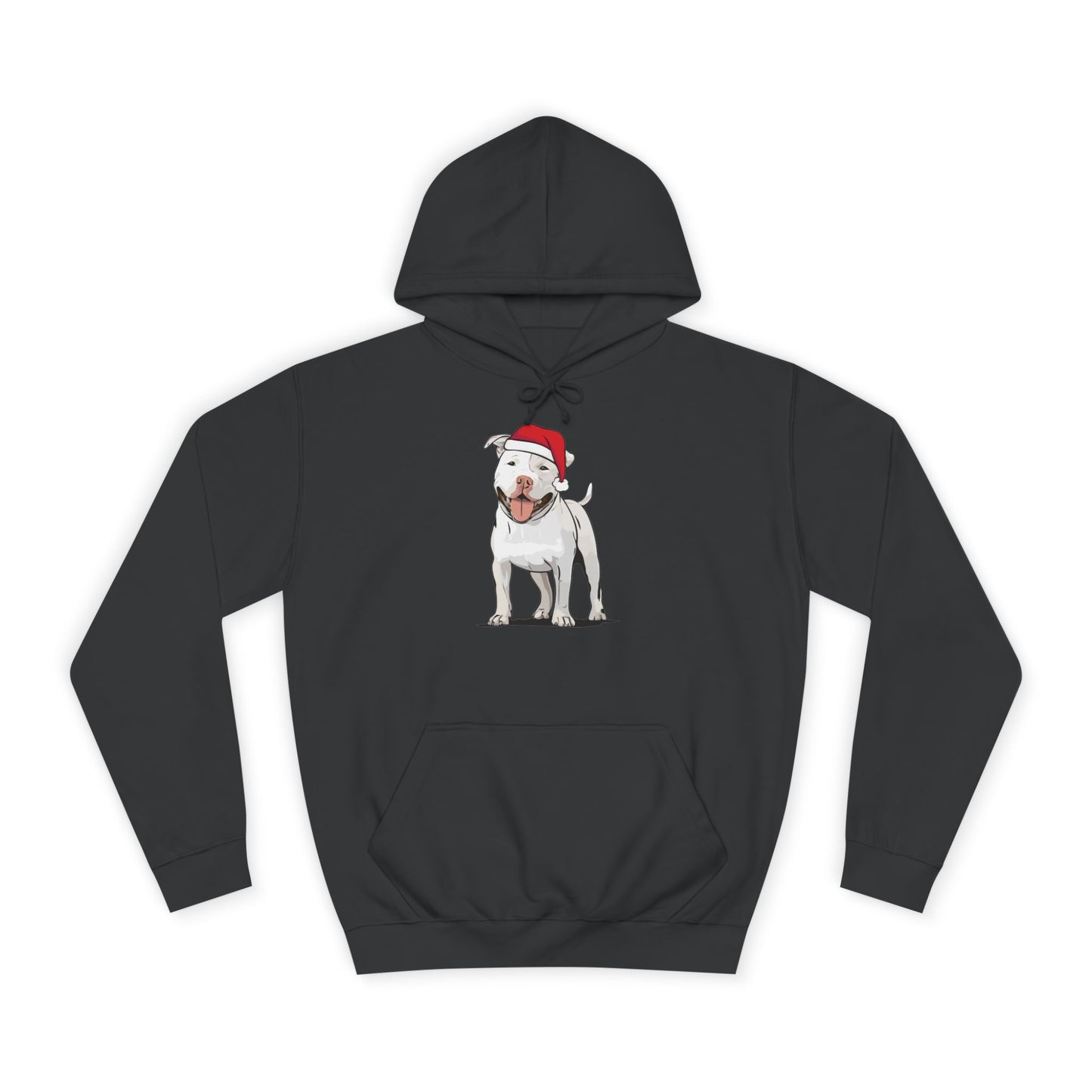 Pit Bull Terrier Dog Holiday Hoodie, Christmas Pullover Hooded Sweatshirt, Xmas Santa White Pitbull Dogs Apparel Hoodies Sweatshirts