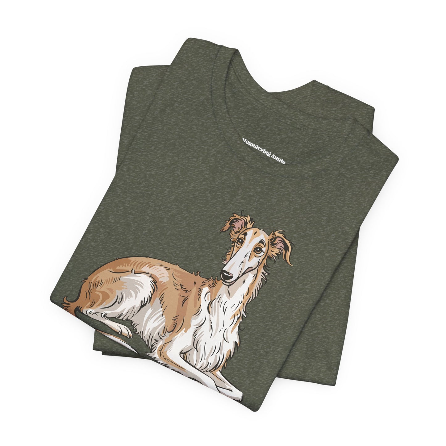 Borzoi Dog Tee | Russuan Hunting Sighthound Dogs Illustration T-Shirt, Cotton Pet Owner Apparel Unisex Shirts