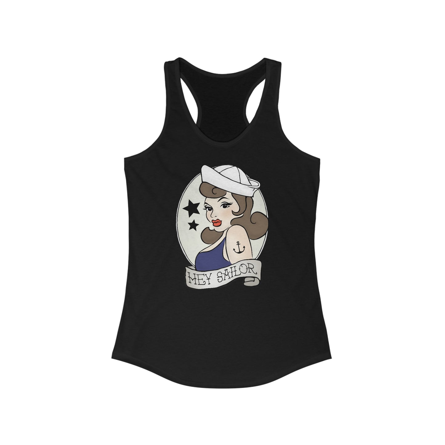 Hey Sailor Nautical Pinup Tattoo Tank Top Women's Ideal Racerback Tank