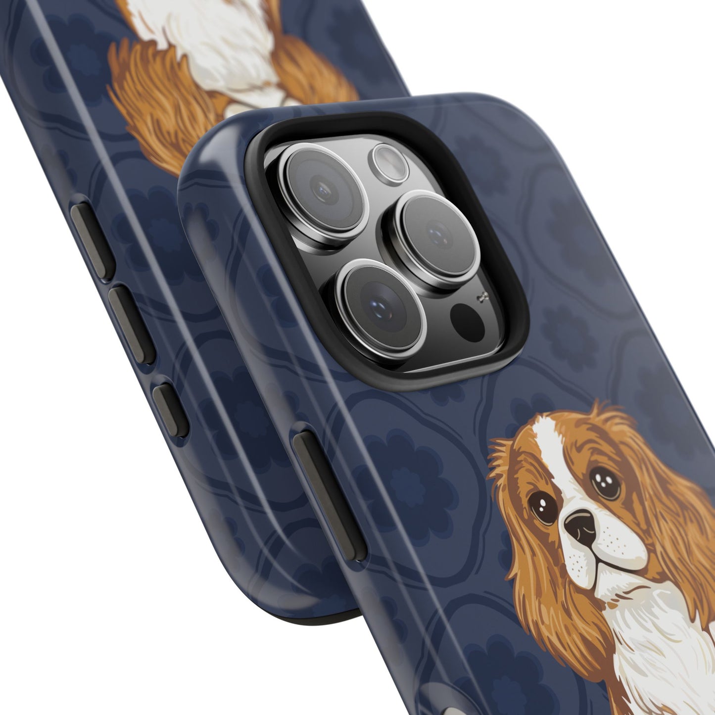 Cavalier King Charles Spaniel Dog Phone Case, Tough Phone Cases Pet Dogs Blue Pattern