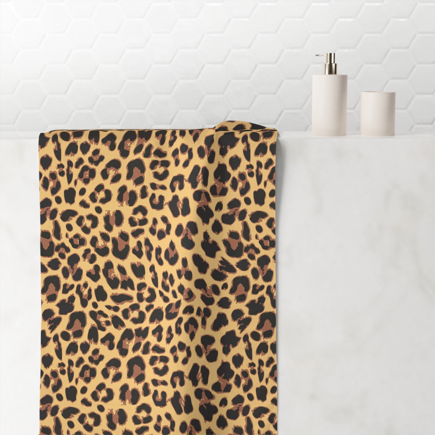 Leopard Print Mink-Cotton Beach Bath Towel with Cheetah Animal Print Design