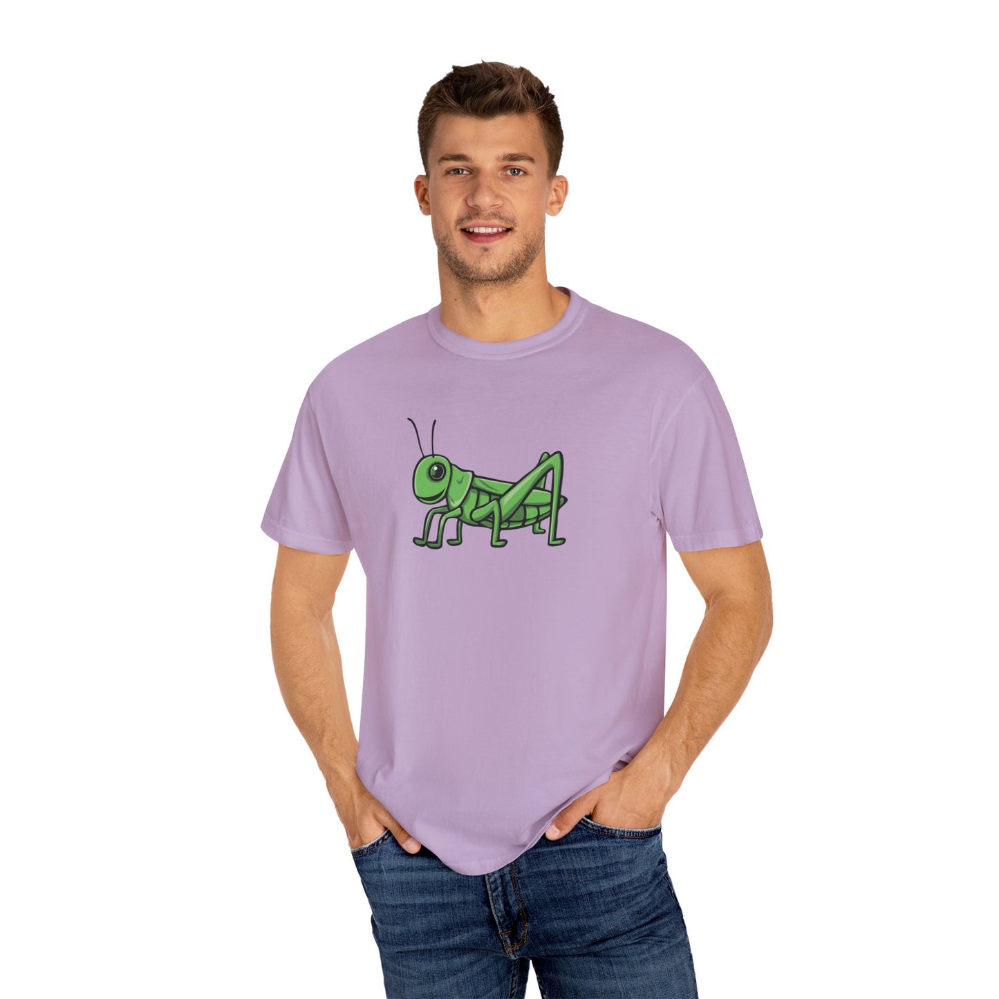 Grasshopper T-shirt Unisex Garment-Dyed Tee with Grass Hopper Bug Insect Print Mens Womens Tshirt