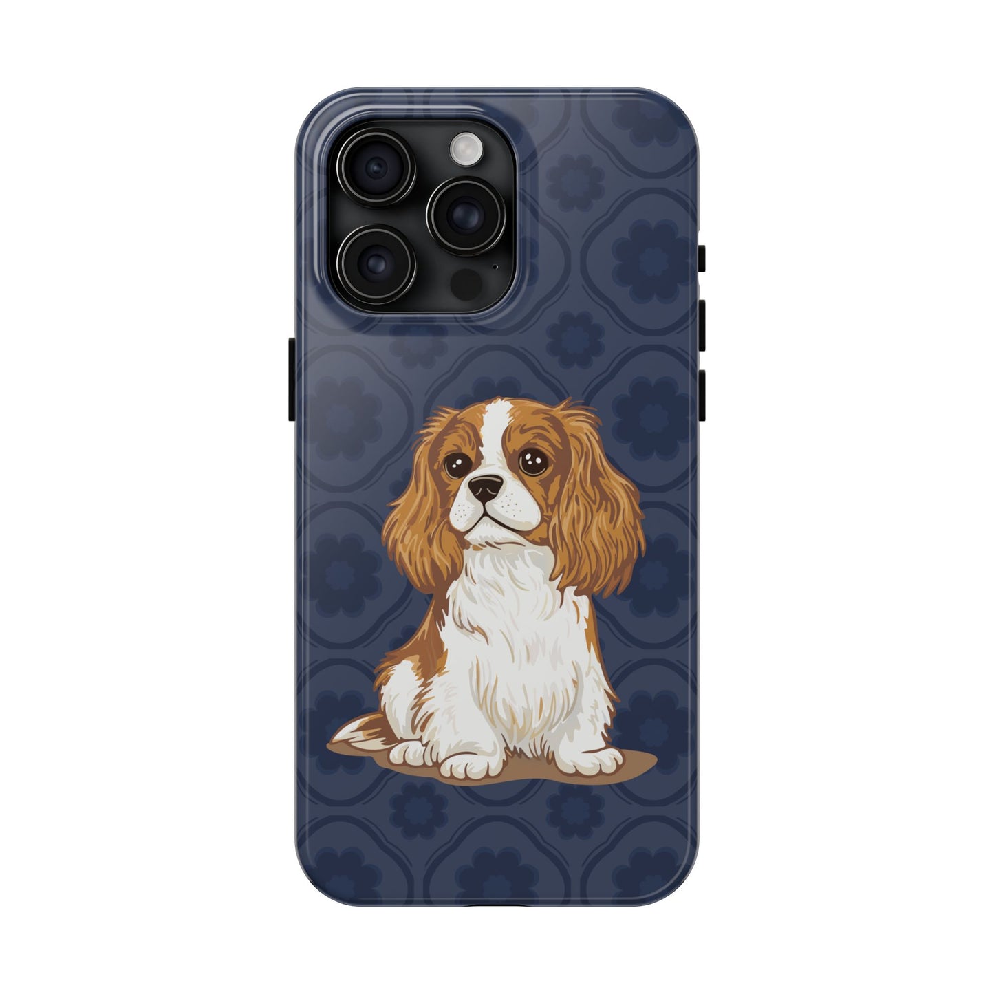 Cavalier King Charles Spaniel Dog Phone Case, Tough Phone Cases Pet Dogs Blue Pattern