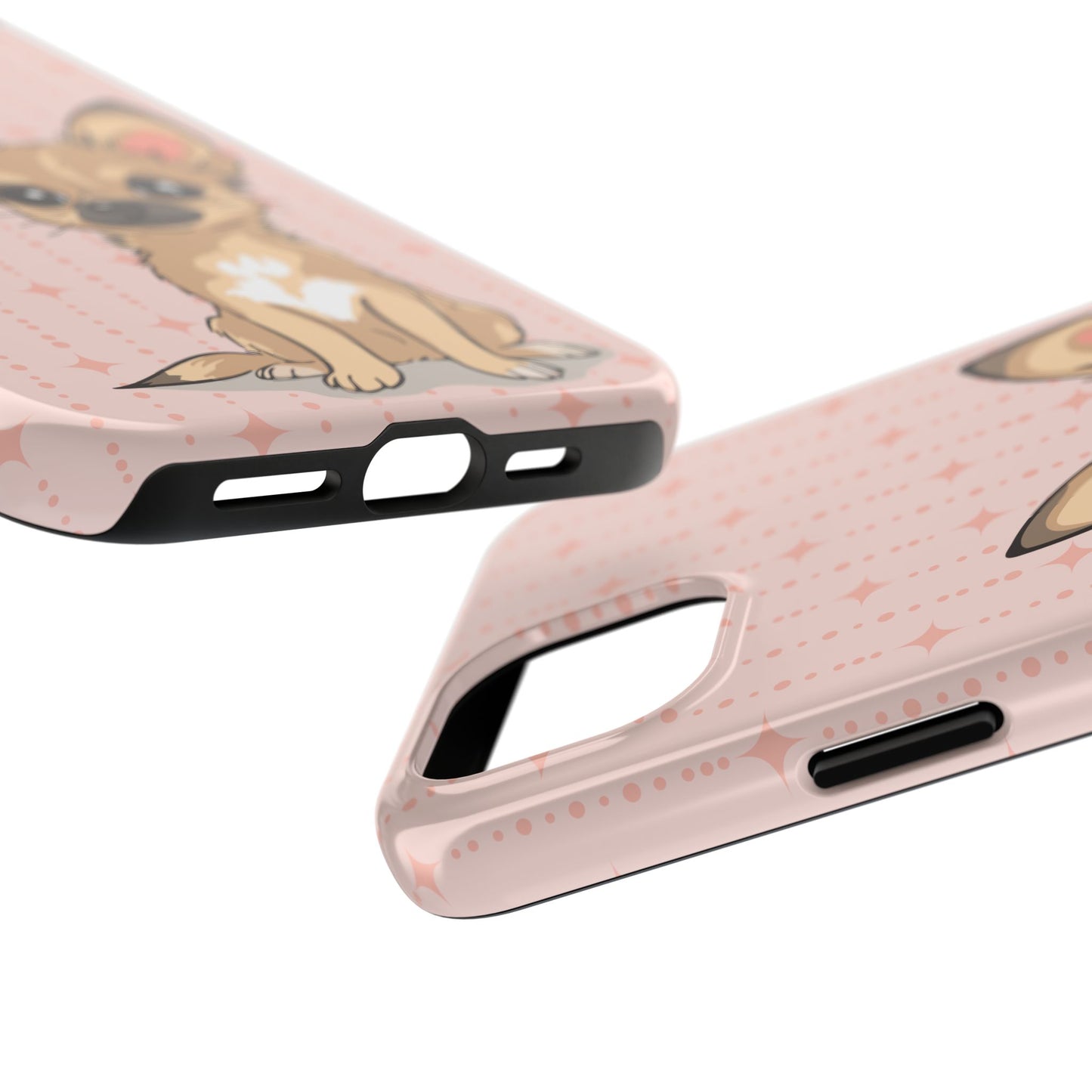 Tan Chihuahua Puppy Dog Phone Case, Tough Phone Cases Pet Dogs Retro Pink Pattern