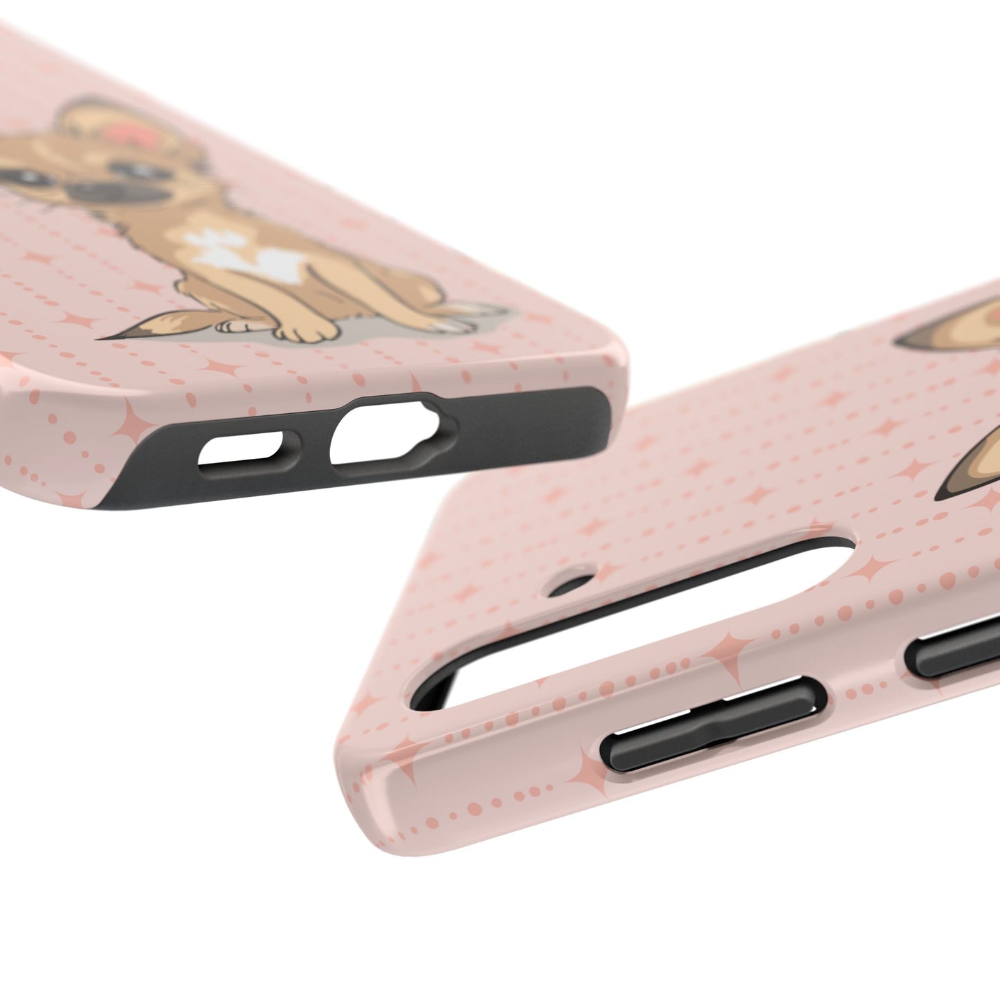 Tan Chihuahua Puppy Dog Phone Case, Tough Phone Cases Pet Dogs Retro Pink Pattern