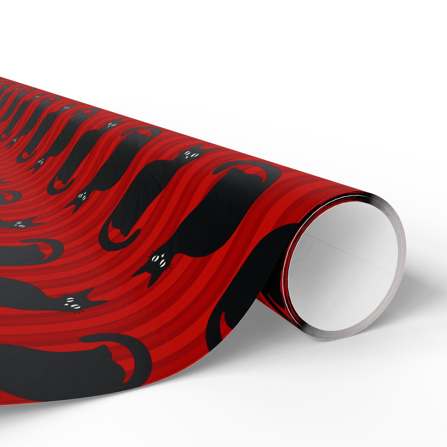 Black Cat Wrapping Paper, Red Stripe Kitty Gift Wrap Roll, Birthday Christmas Valentine's Day Holiday Glossy Finish