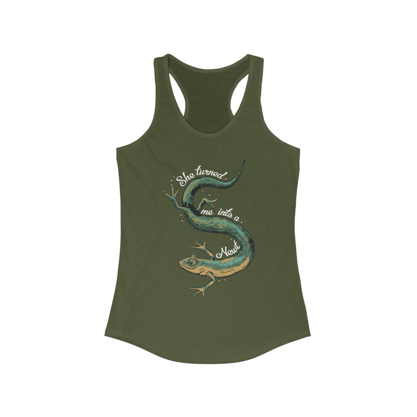 She Turned Me Into A Newt Tank Top, Women'sRacerback Sleeveless Shirt, Funny Movie Quote Ladies Tank Tops