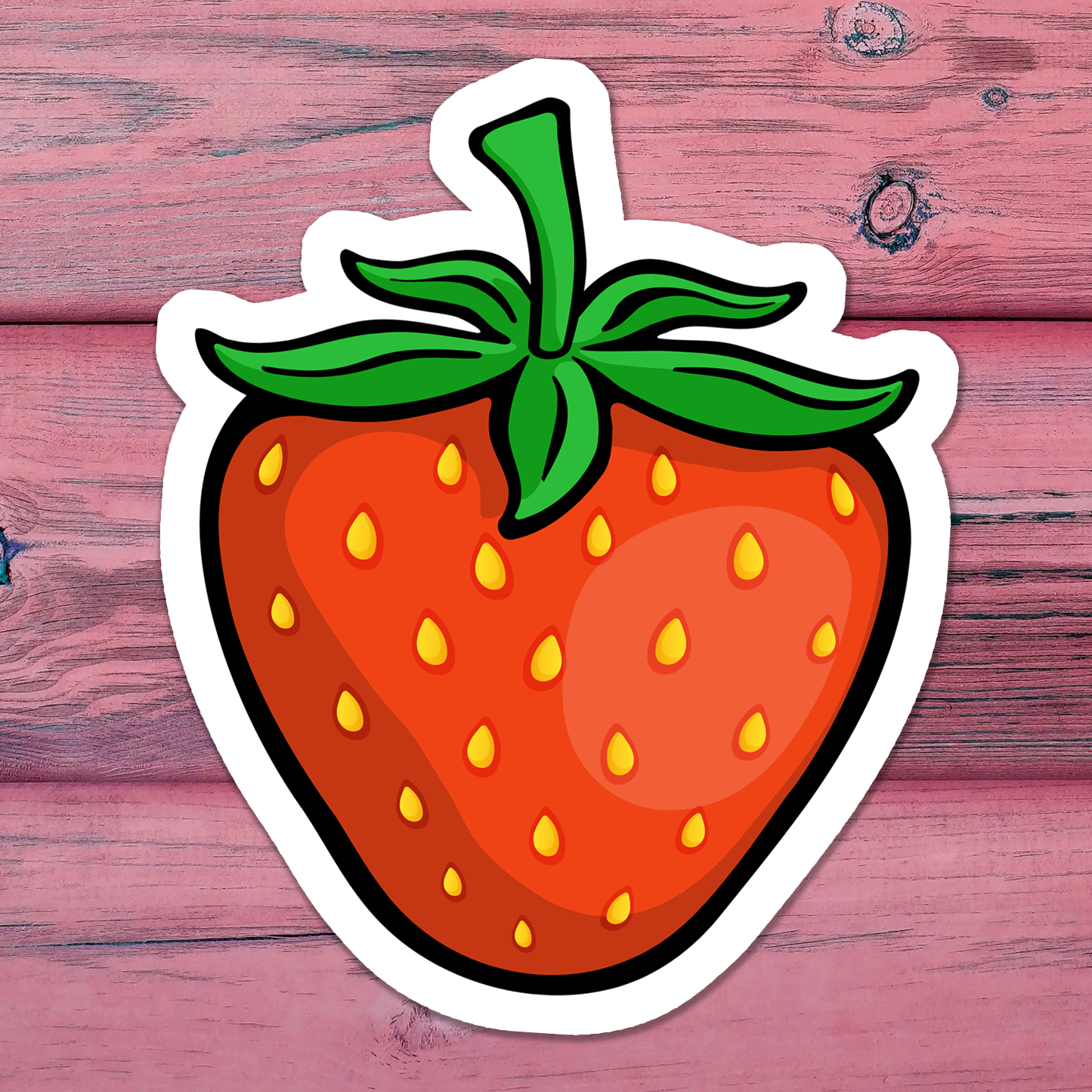 3" Juicy Strawberry Fruit Sticker - Red Strawberries Vinyl Decal Stickers, Berry Waterproof Outdoor Decals, Laptop, Car