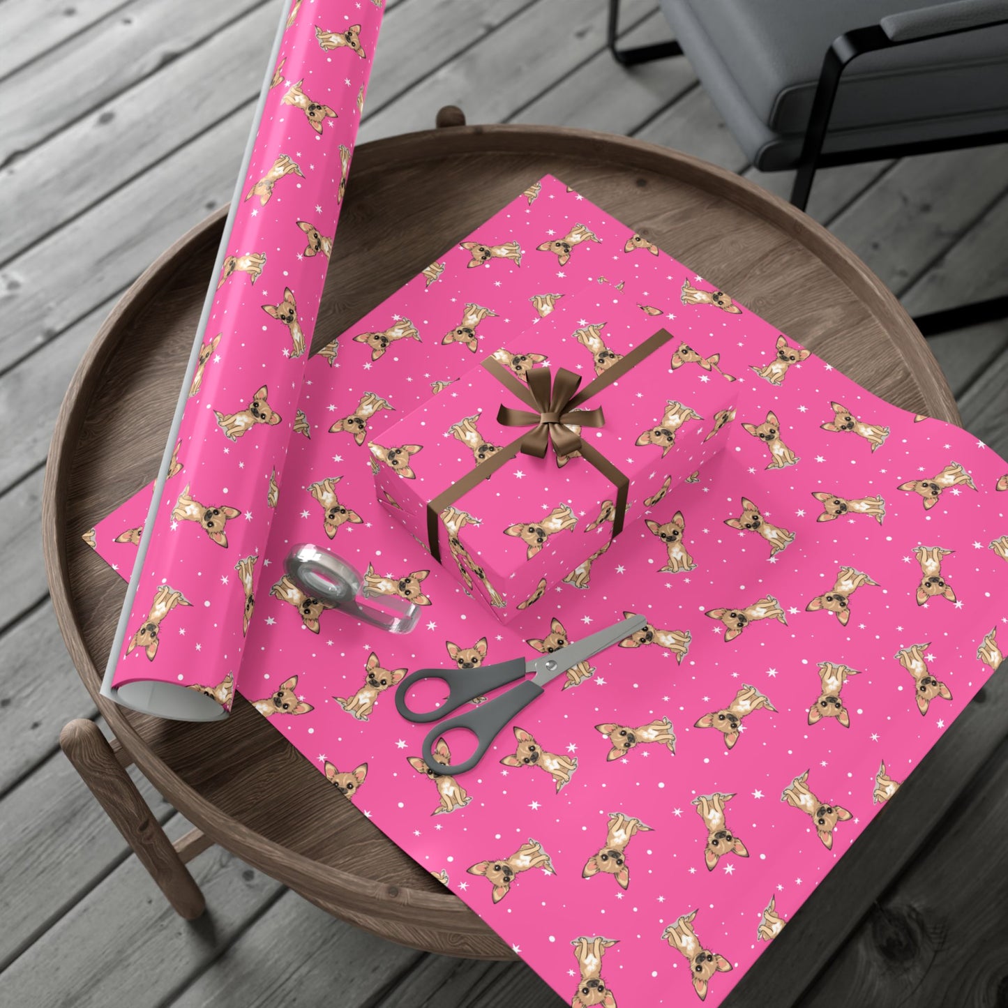Chihuahua Dog Wrapping Paper, Puppy Dogs Print, Fun Hot Pink Gift Wrap, Cute Chihuahuas Puppies, Birthday Anniversary Holiday
