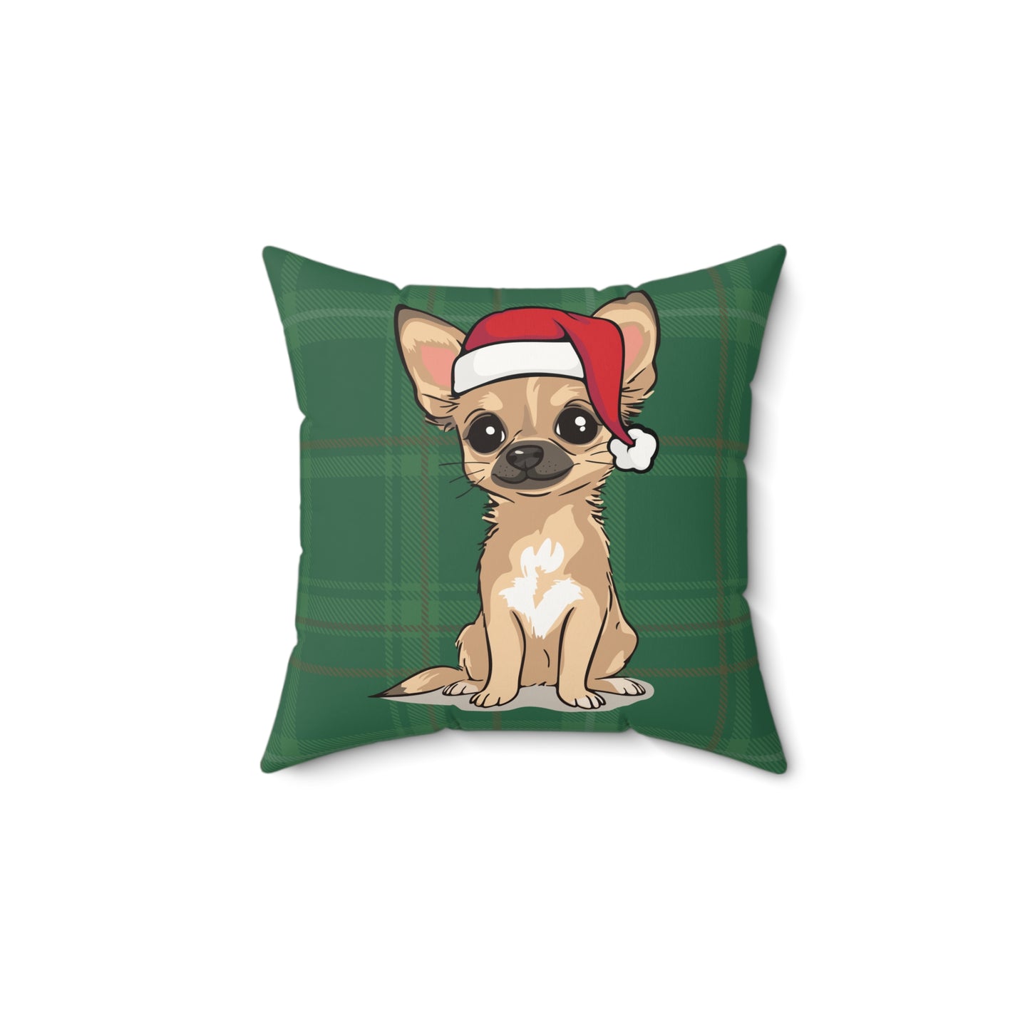 Christmas Dogs Throw Pillow, Chihuahua Dog Holiday Home Decor, Faux Suede Plaid Cushion Pillows, Xmas Decorations