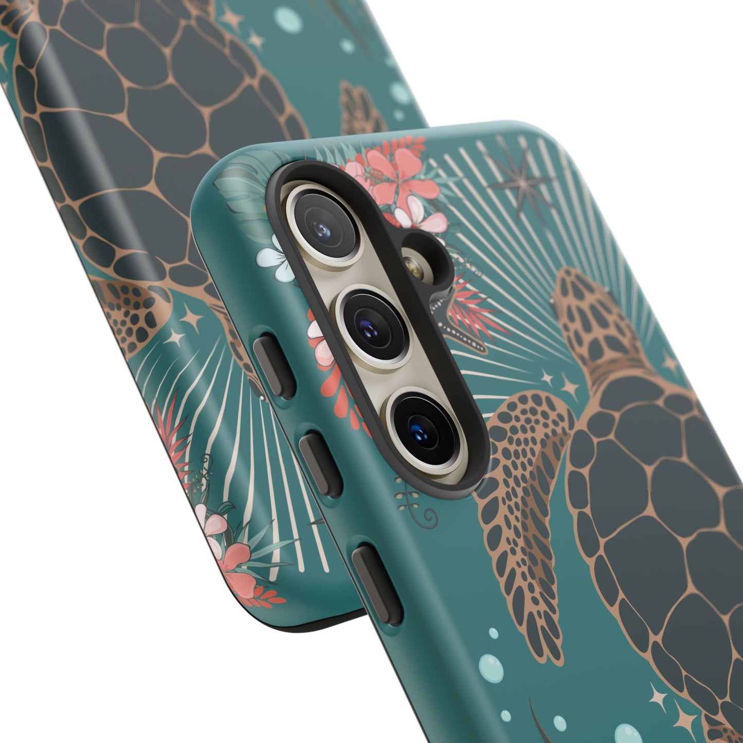 Sea Turtle Illustration Phone Case | Ocean Turtles Coral Floral Pattern Cell Phone Cases - Iphone, Google Pixel, Samsung - Matte Finish