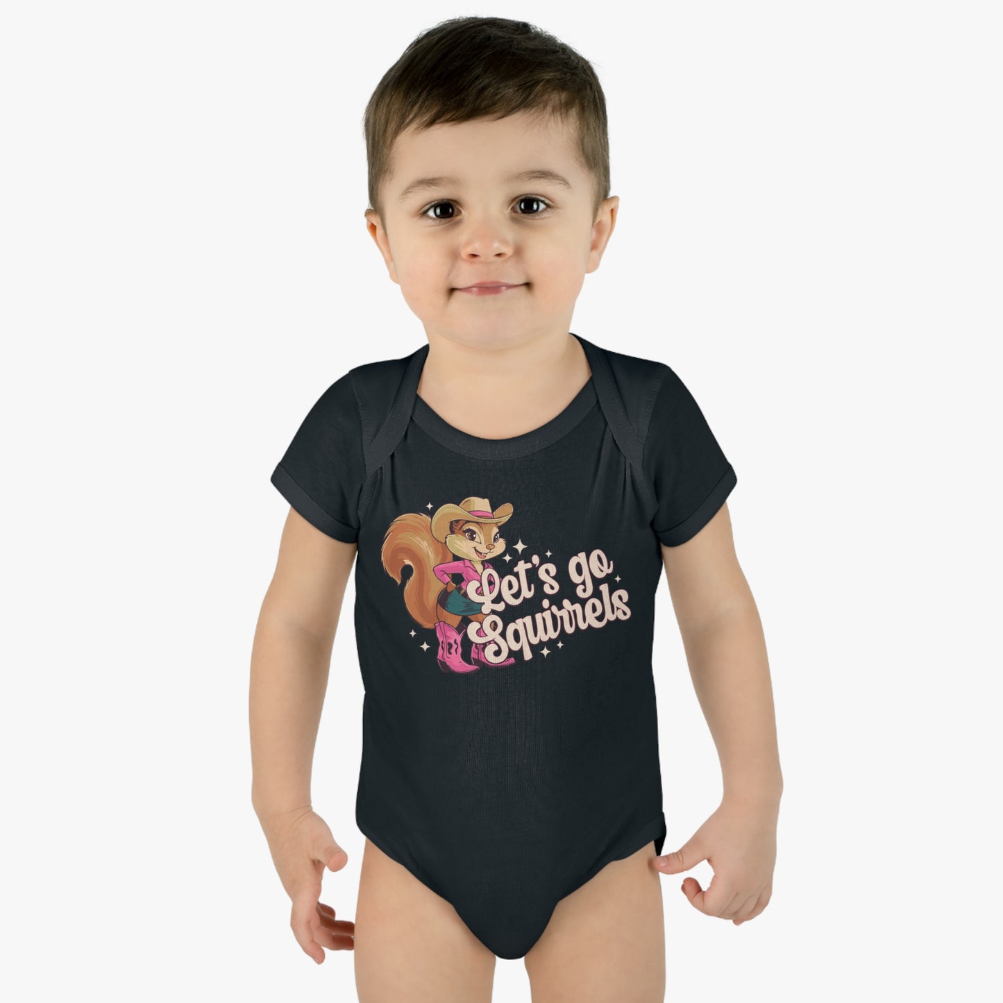 Let's Go Squirrels Infant One Piece Baby Rib Bodysuit - Baby Clothes with with Fun Squirrel Print