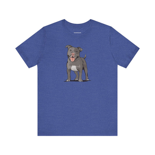 Gray Pitbull Dog T-shirt: Pit Bull Puppy Dogs Unisex Short Sleeve Tee, Pet Owner Gift, Dog Mom Dad Shirt