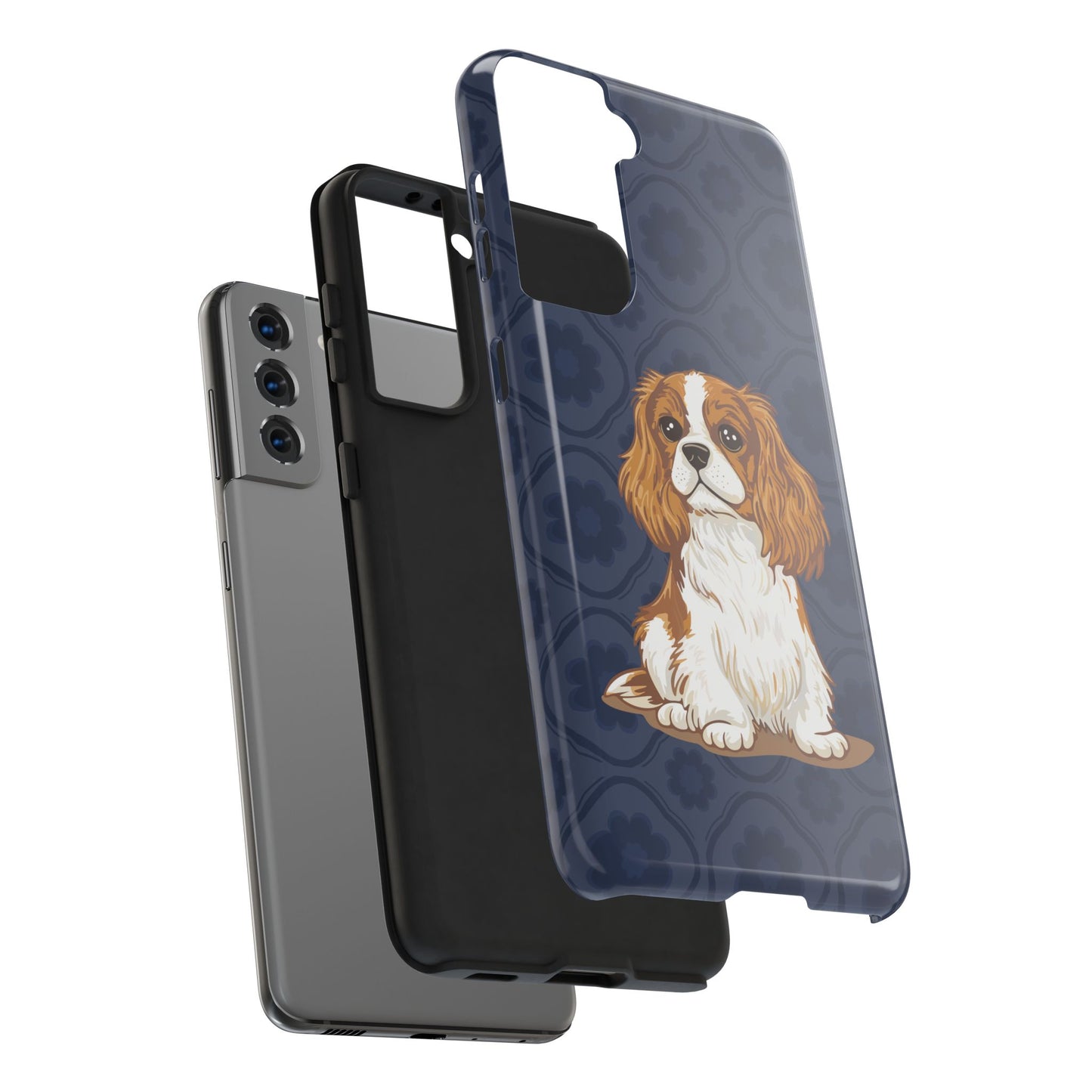 Cavalier King Charles Spaniel Dog Phone Case, Tough Phone Cases Pet Dogs Blue Pattern