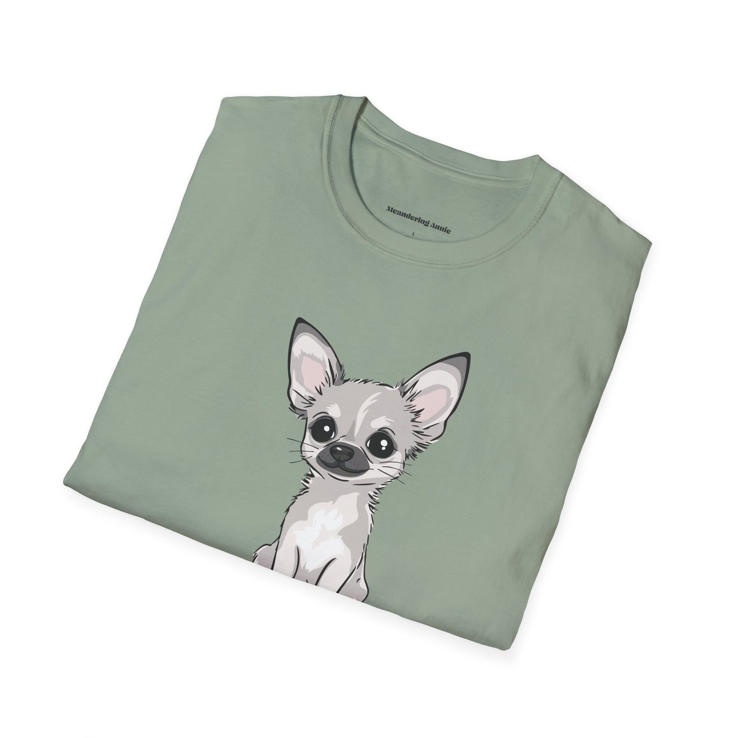 White Chihuahua Puppy Dog T-Shirt - Mens Womens Unisex Cotton Chihuahuas Dogs Pet Short Sleeve Tee Puppies Design Shirts