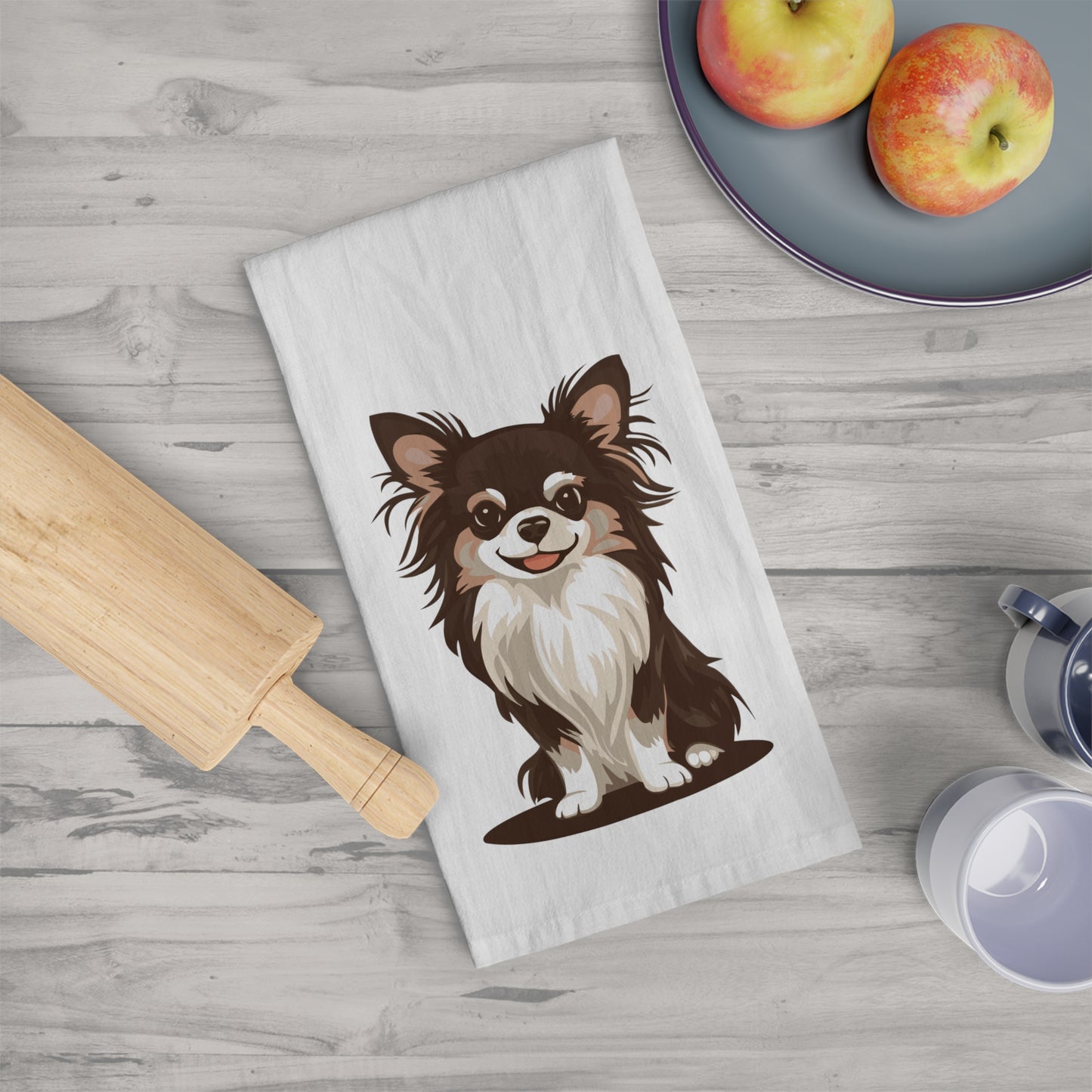 Long Hair Chihuahua Dog Kitchen Tea Towel, Long Coat Chihuahuas Pet Owner Gift, Hand Dish Towels