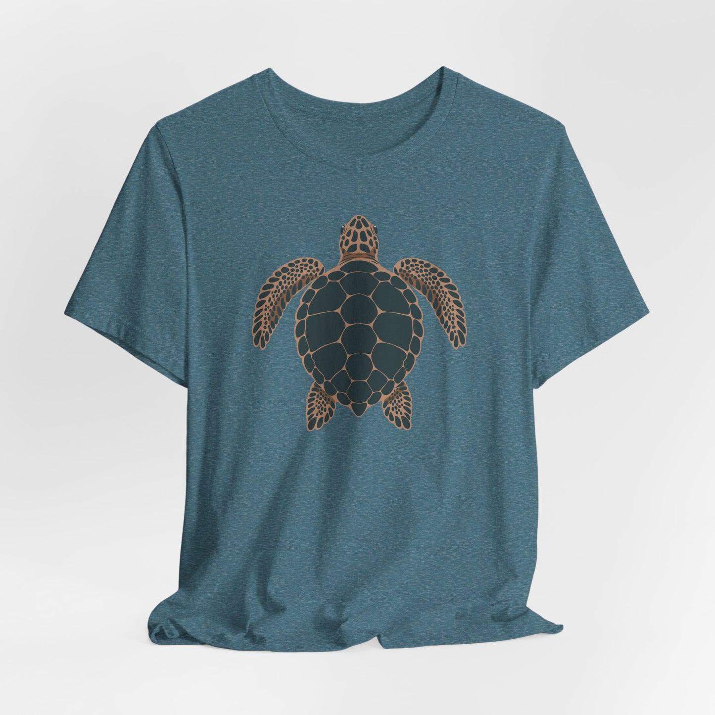 Sea Turtle Illustration Tee | Tropical Coastal Ocean Life, Turtles Design Beach T-Shirt, Cotton Unisex Marine Animals Tees