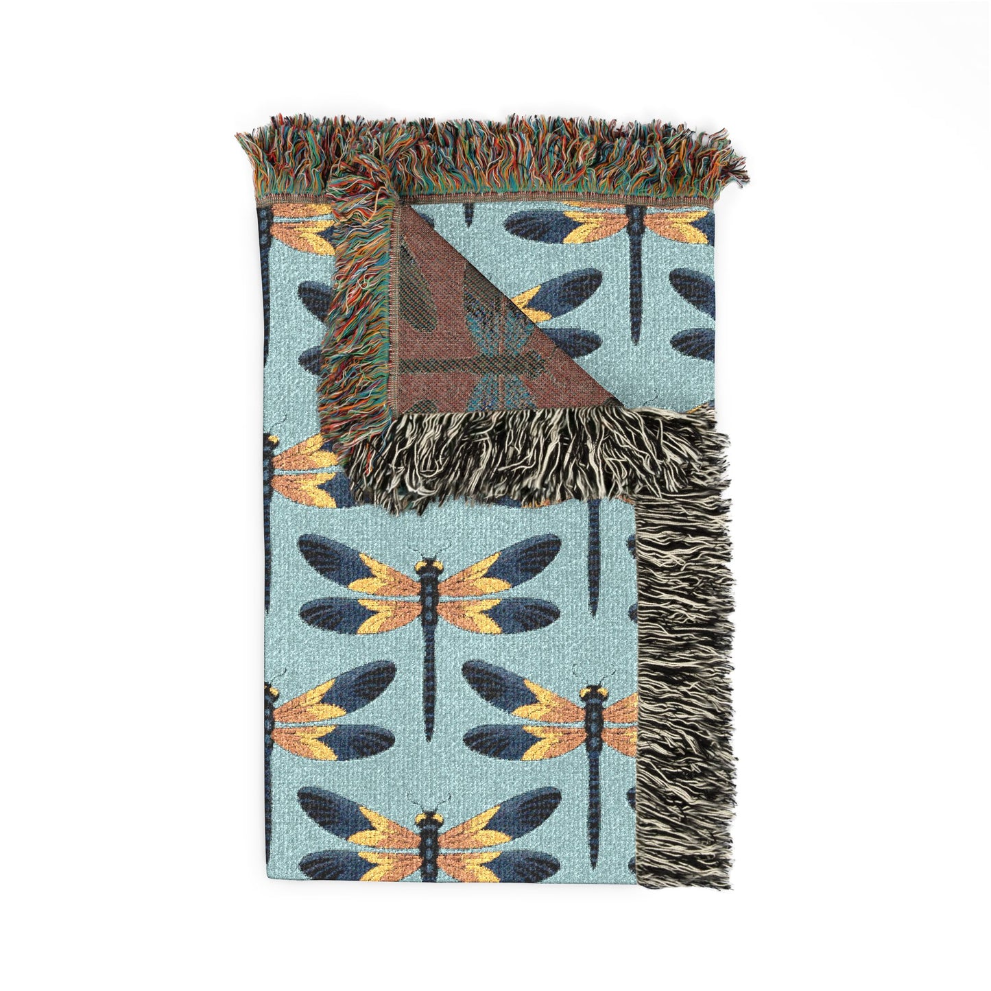 Dragonfly Woven Blanket | Turquoise Dragonflies Pattern Throw Blankets 60"x80", Insect Bug Nature Bedroom Decor