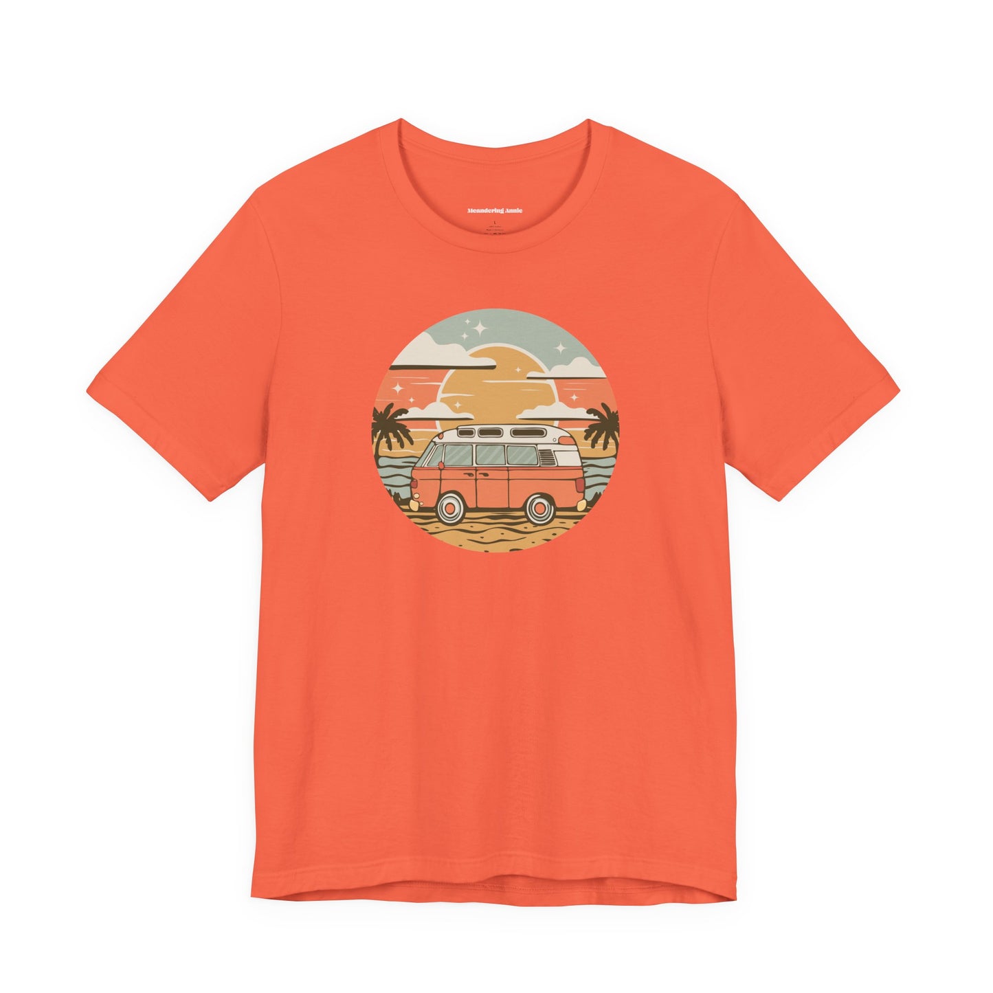 Vintage Surf Van T-Shirt | Retro Beach Sunset, Palm Trees, Camping Vanlife Tee California Travel