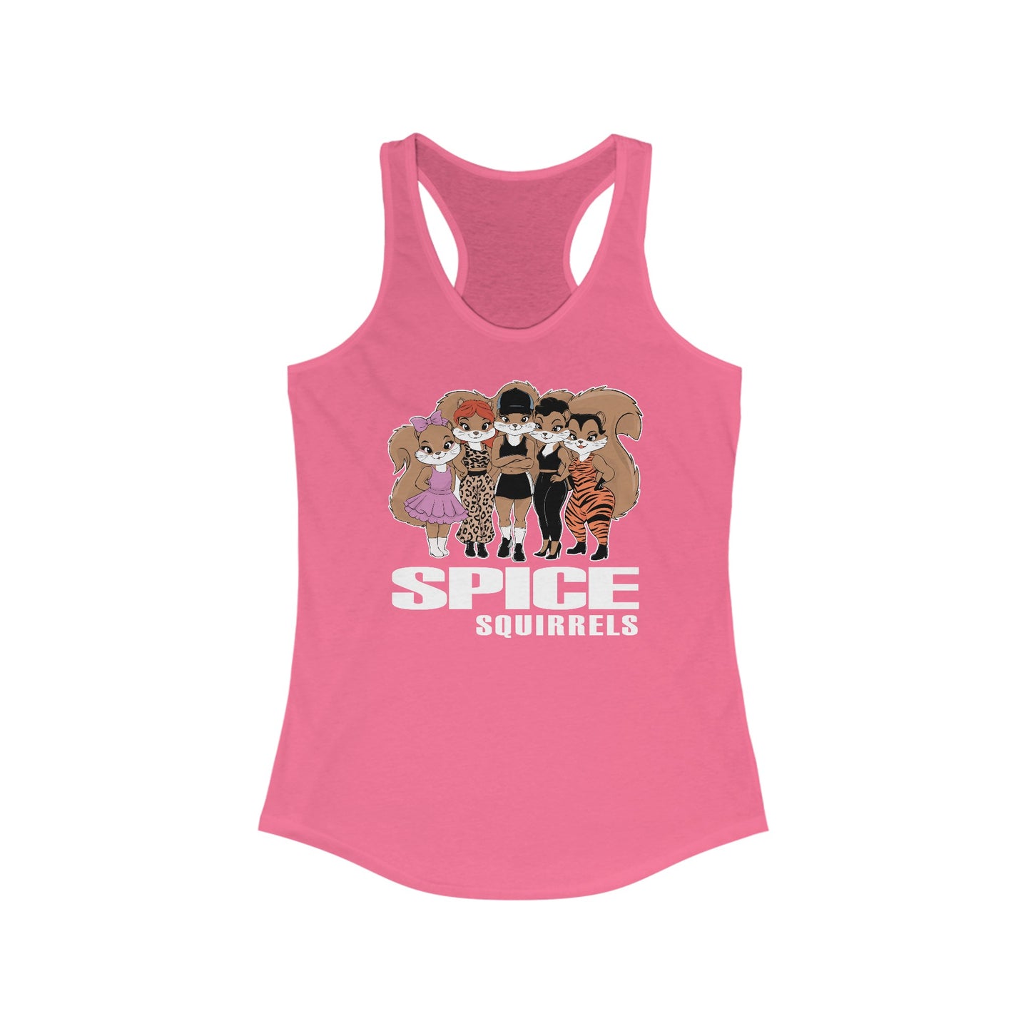 Spice Squirrels Ladies Racer Back Tank Top Women's Ideal Racerback Tank with Funny Parody Squirrel Design