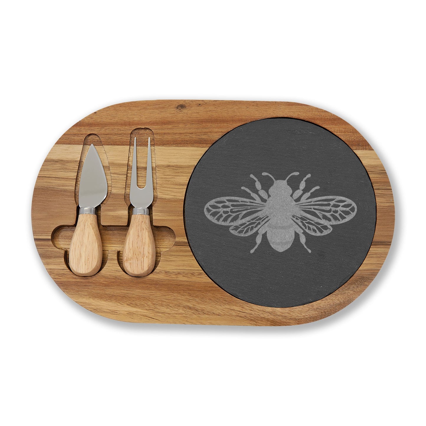 Bee Charcuterie Board, Engraved Cheese Platter, Unique Gift for Food Lovers, Housewarming Gifts, Nature Kitchen Decor Bees Design