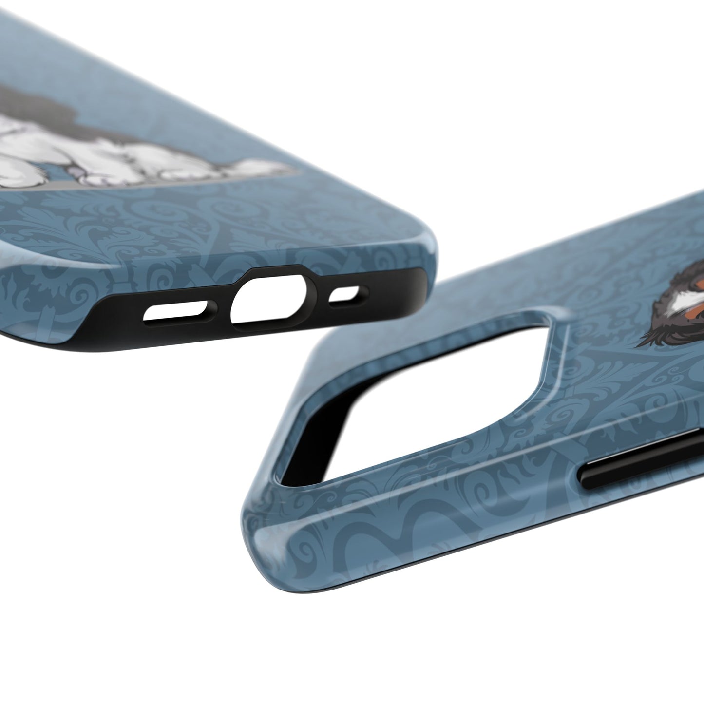 Tricolor Cavalier King Charles Spaniel Dog Phone Case, Tough Phone Cases Pet Dogs Blue Pattern