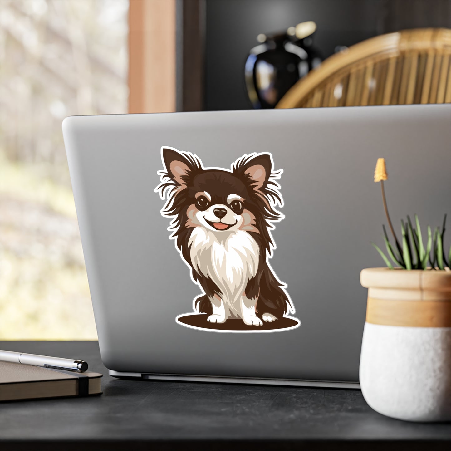 Long Haired Chihuahua Dog Pet Vinyl Decal Sticker - Waterproof Kiss-Cut Vinyl Decals