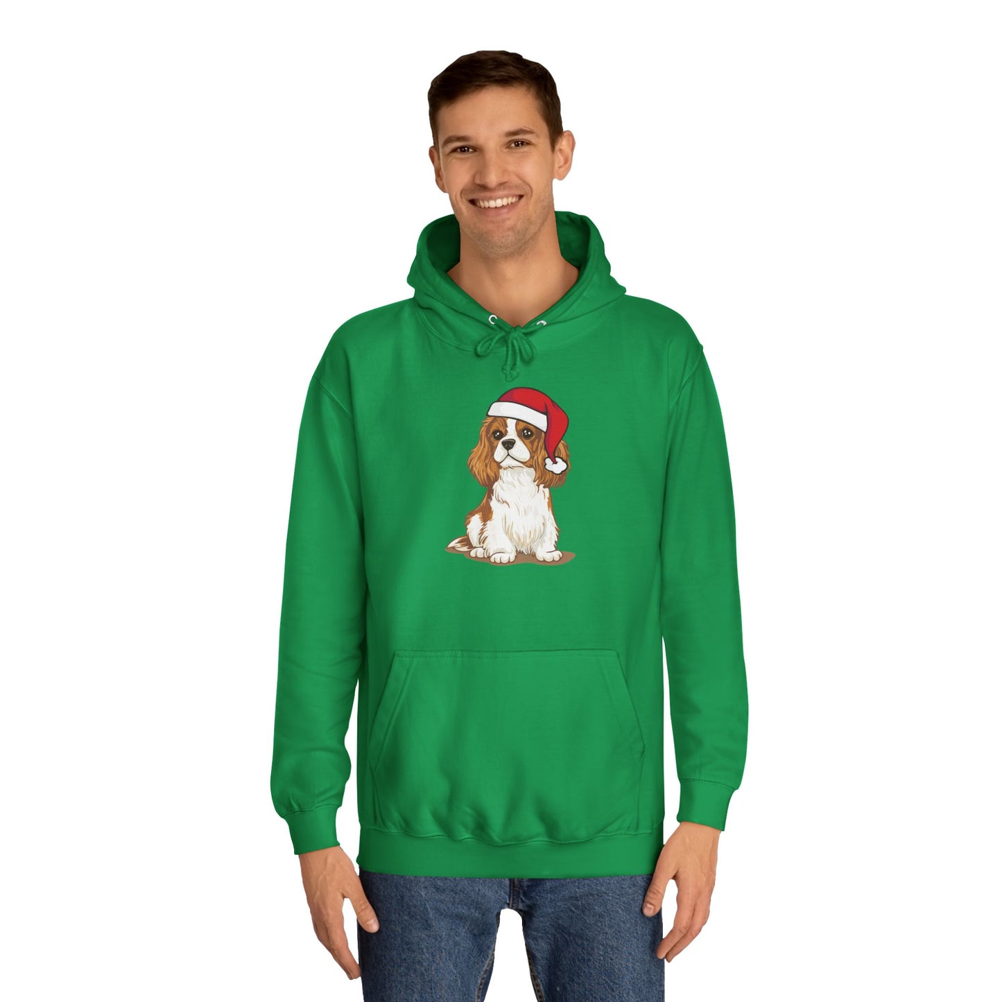 Cavalier King Charles Spaniel Dog Holiday Hoodie, Family Christmas Gift, Pet Lover Pullover Hooded Sweatshirt, Xmas Santa Dogs Apparel
