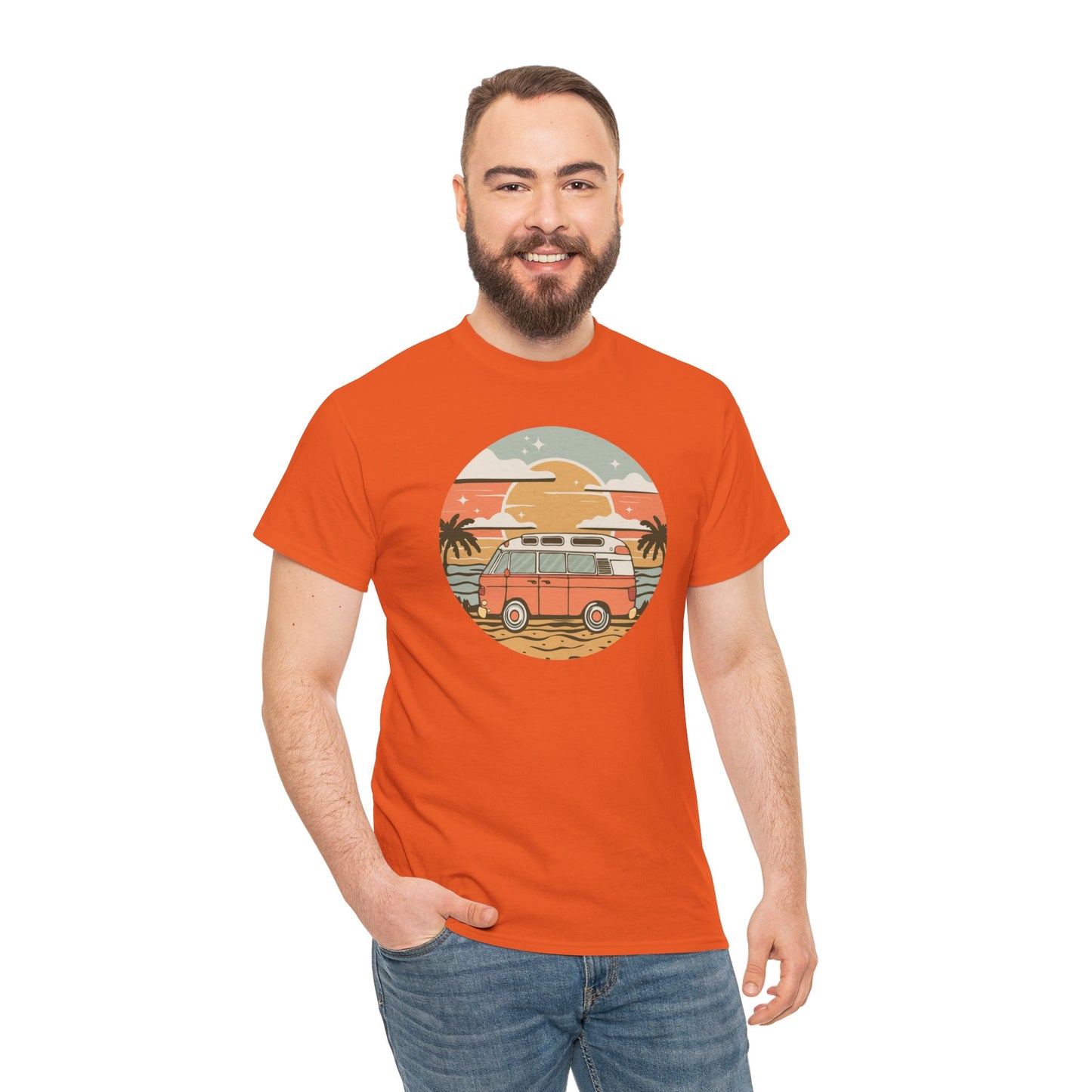 Vintage Van Dreams Nomad Campervan Vanlife Sunset T-shirt Unisex Mens Womens Heavy Cotton Tee