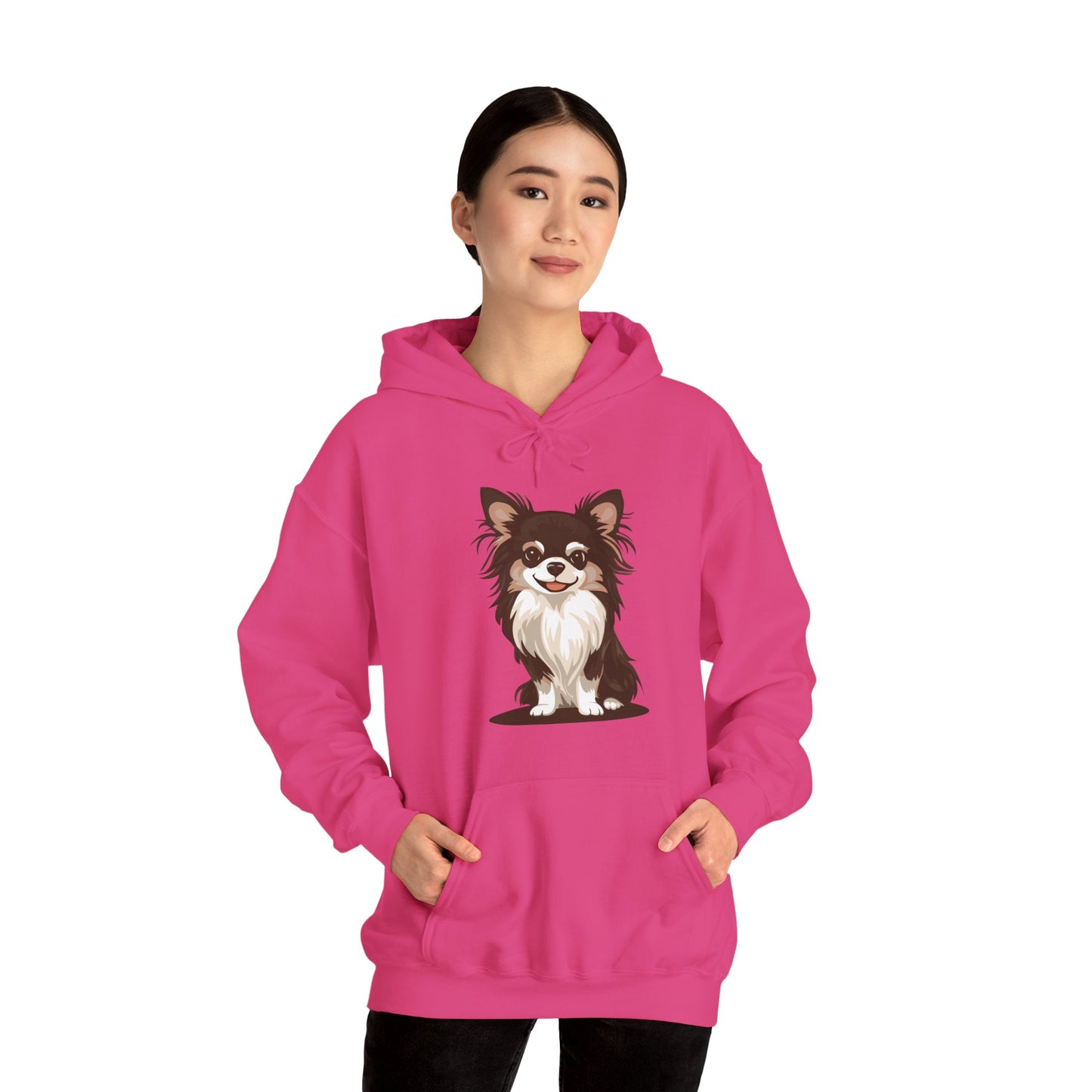 Long Haired Chihuahua Pullover Hoodie Hooded Sweatshirt Cute Chihuahuas Puppy Dog Pet Print Men Women Unisex