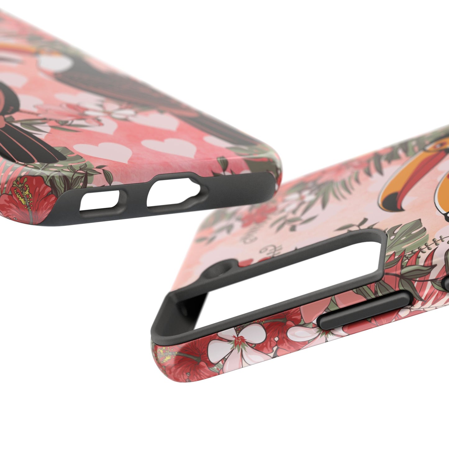 Toucan Tropical Love Birds Phone Case | Tropic Toucans Floral Hearts Art Cell Phone Cases