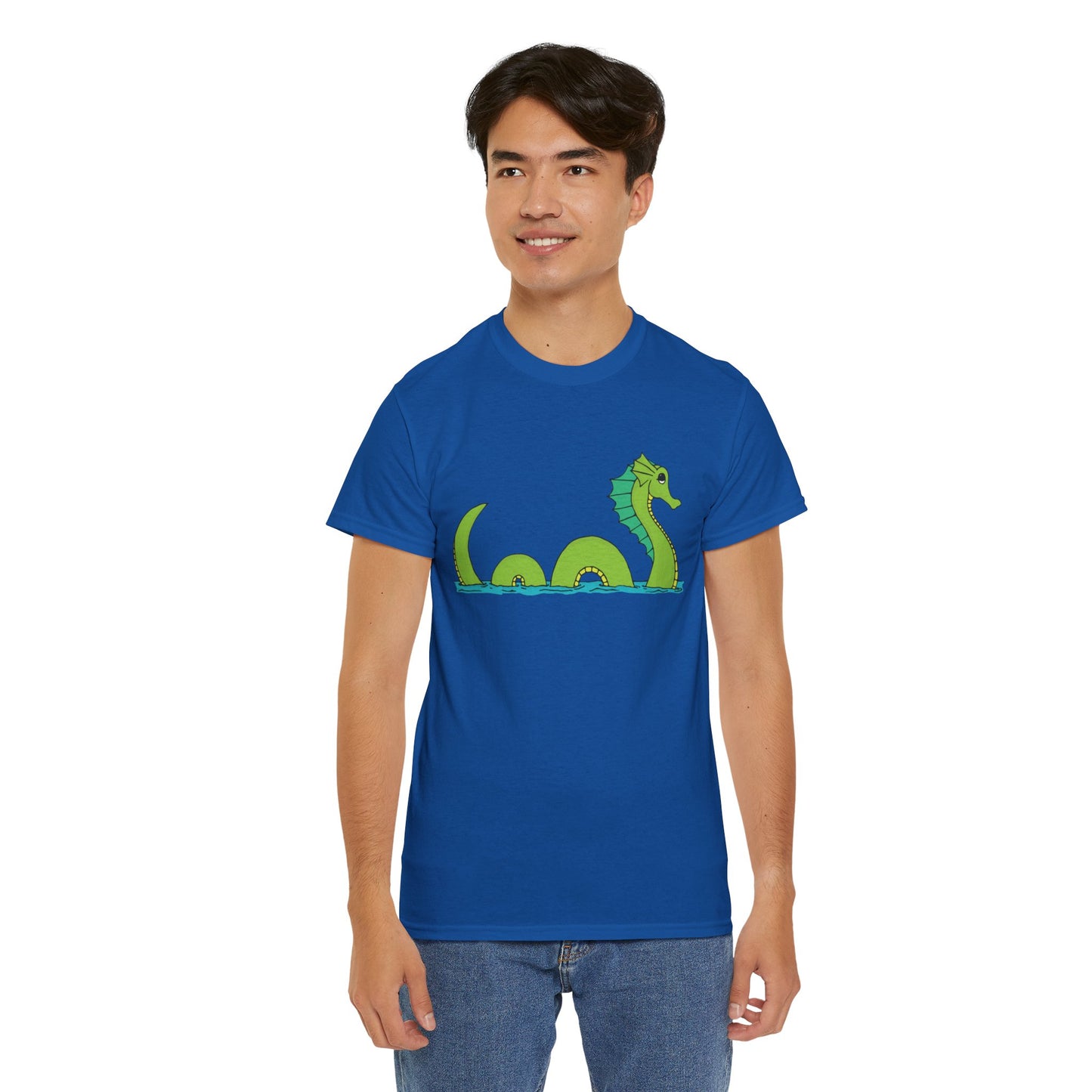 Sea Serpent T-shirt Unisex Heavy Cotton Tee - Mens Womens Loch Ness Sea Monster