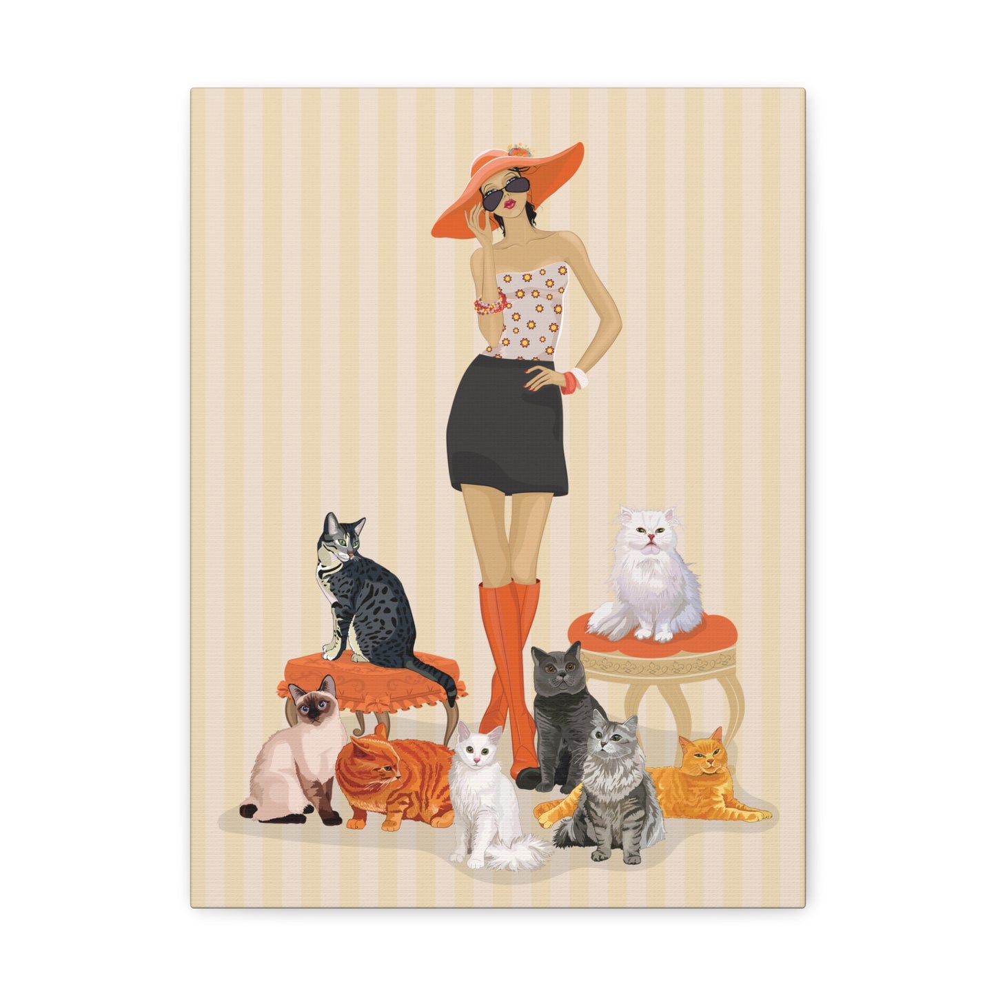 Childless Cat Lady Canvas Gallery Wrap Art Print - Crazy Cat Ladies Cat Mom Wall Art Home Decor