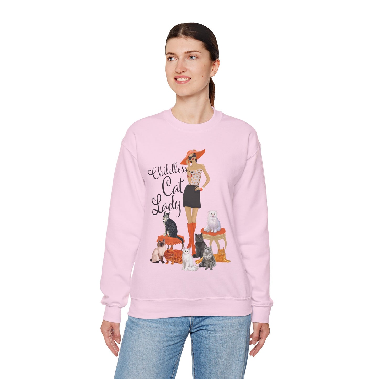 Childless Cat Lady Heavy Blend Crewneck Sweatshirt Crazy Cat Ladies Cat Mom Sweater