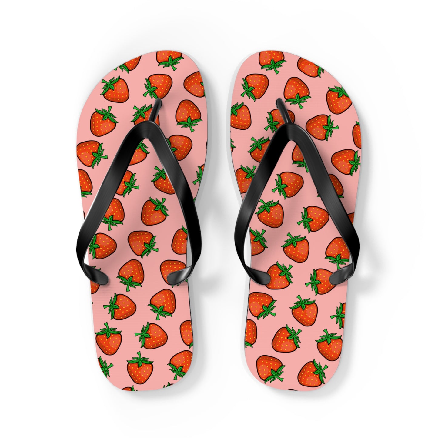 Strawberry Pattern Flip Flops | Pink Strawberries Fruit Summer Beach Sandals, Women's Beach Pool Footwear