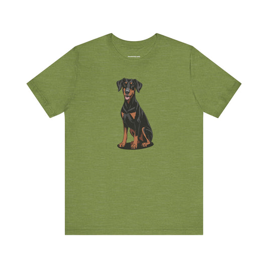Doberman Pinscher Dogs T-shirt, Black Dobermans Puppy Dog Unisex Short Sleeve Cotton Tee