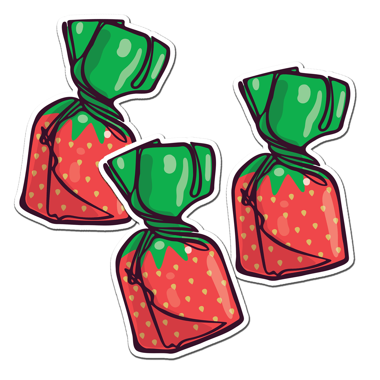 Strawberry Hard Candies Magnet 3 Pack - 2" Retro Candy Strawberries Vinyl Fridge Magnets Indoor Outdoor