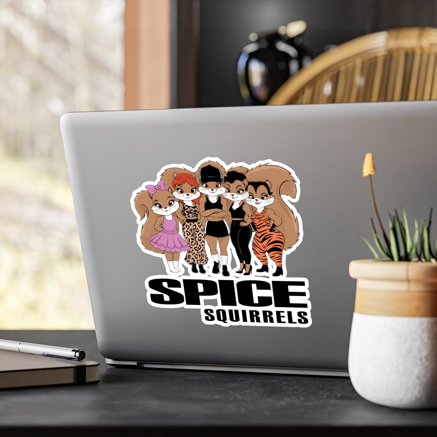 Spice Squirrels Vinyl Sticker Kiss-Cut Vinyl Decals with Funny 90's Pop Group Parody Squirrel Design