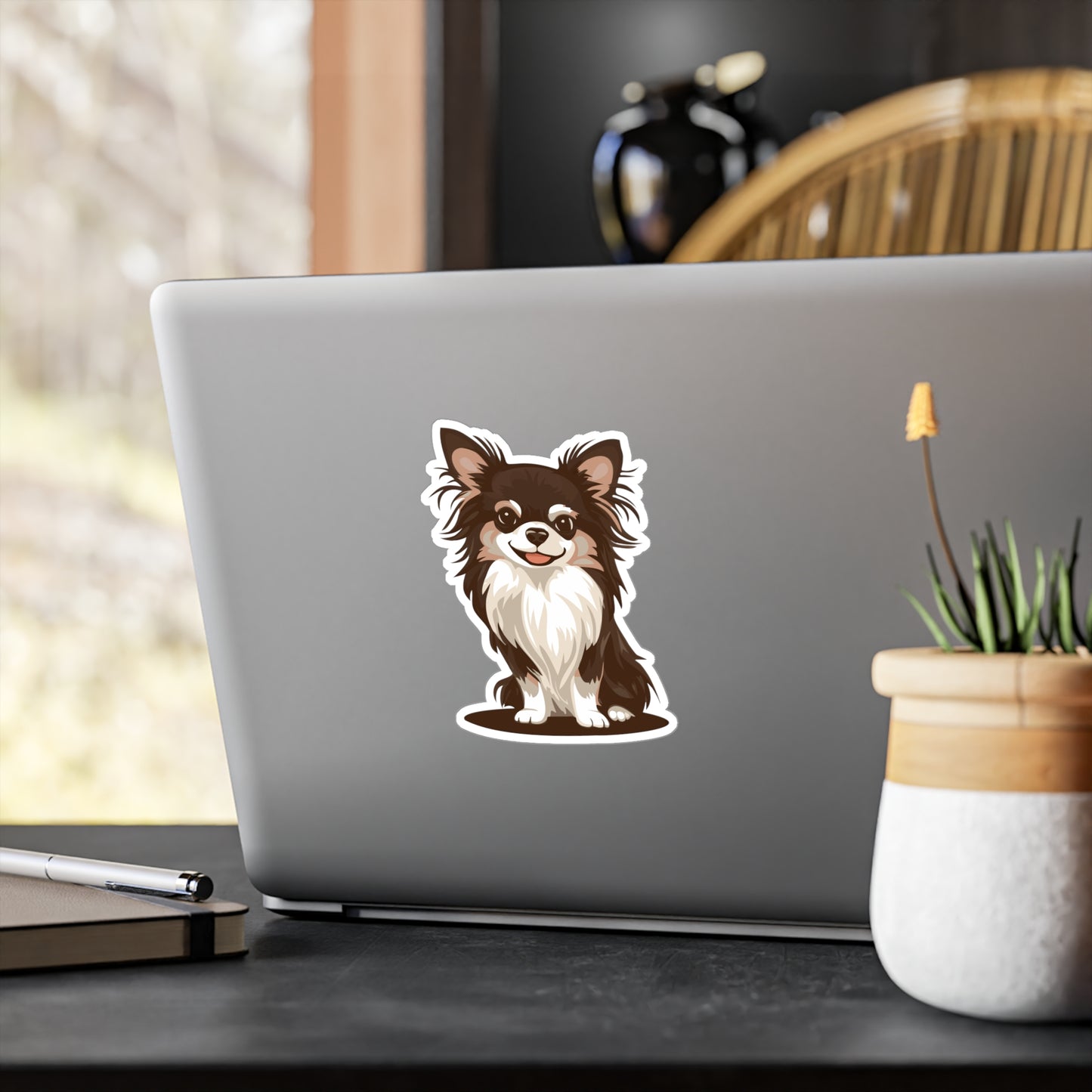 Long Haired Chihuahua Dog Pet Vinyl Decal Sticker - Waterproof Kiss-Cut Vinyl Decals