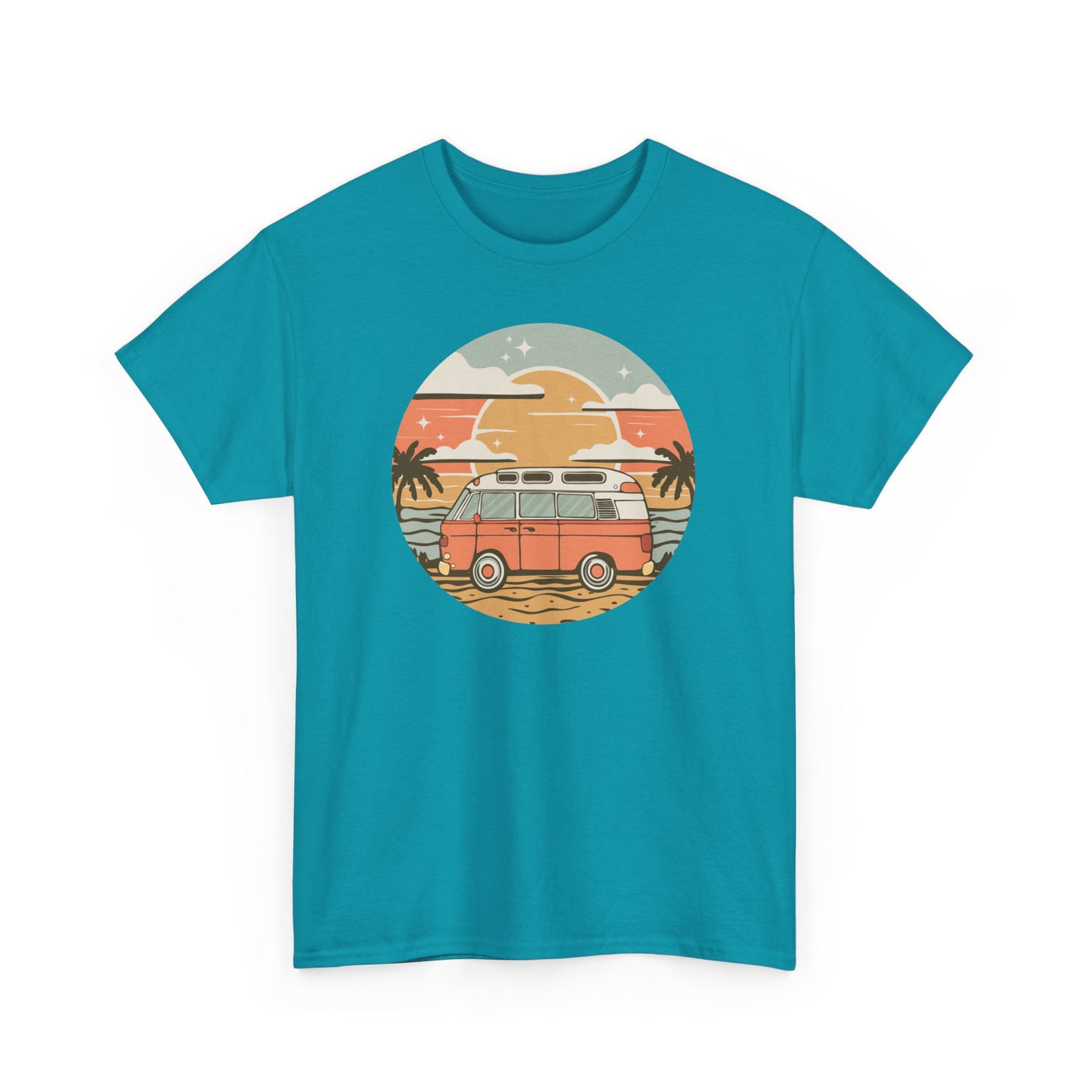 Vintage Van Dreams Nomad Campervan Vanlife Sunset T-shirt Unisex Mens Womens Heavy Cotton Tee