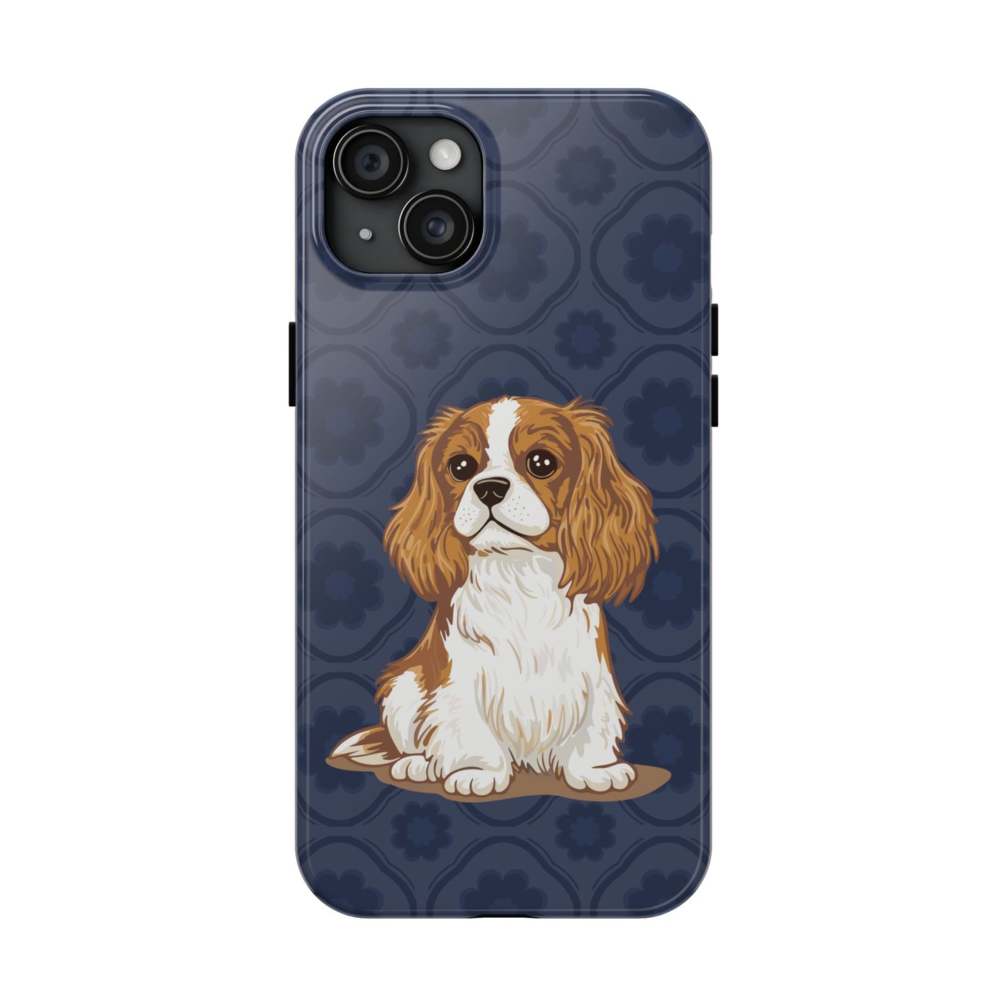 Cavalier King Charles Spaniel Dog Phone Case, Tough Phone Cases Pet Dogs Blue Pattern