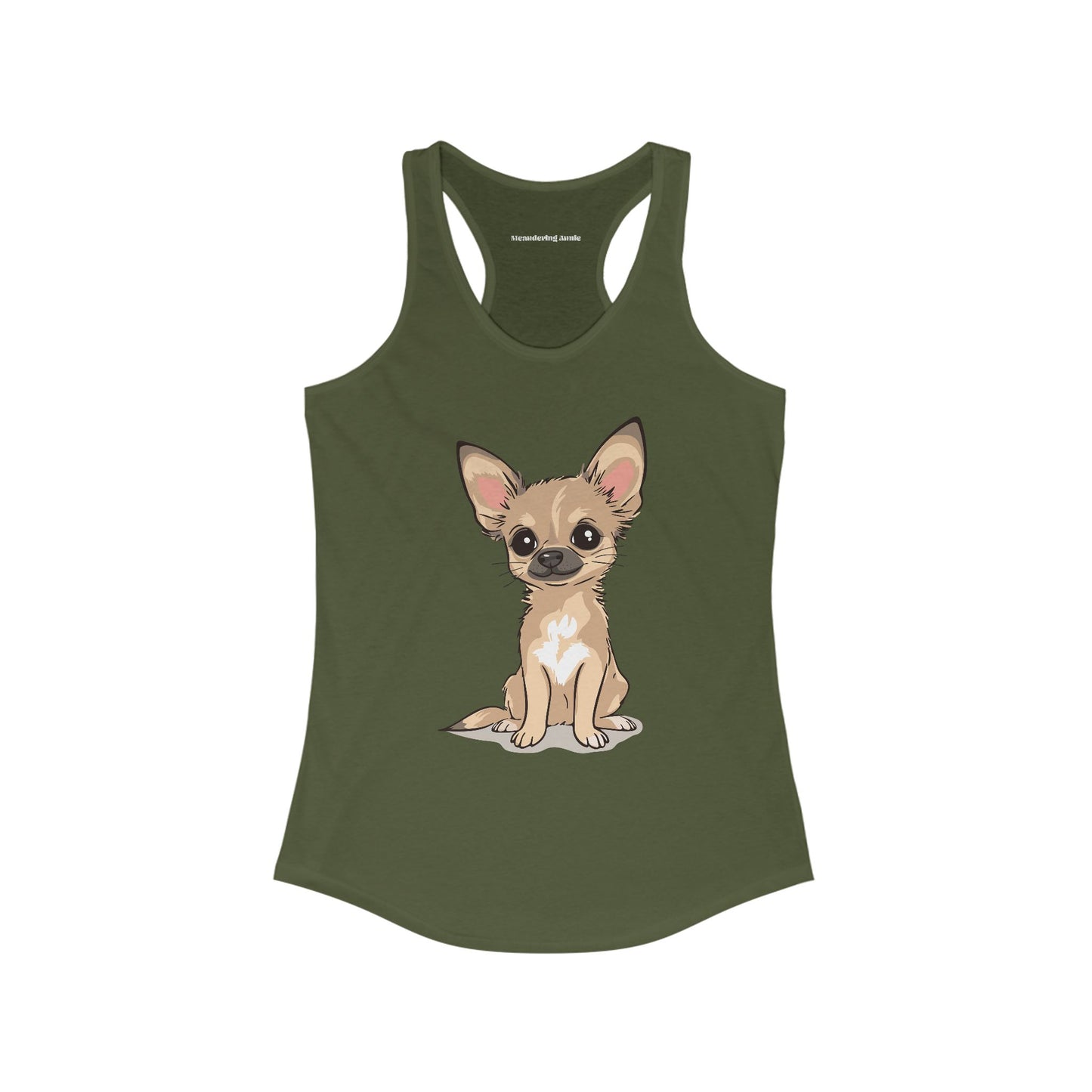 Twila Chihuahua Puppy Dog Tank Top Women's Racerback Tank Tops with Tan Chihuahuas Puppies Dogs Design