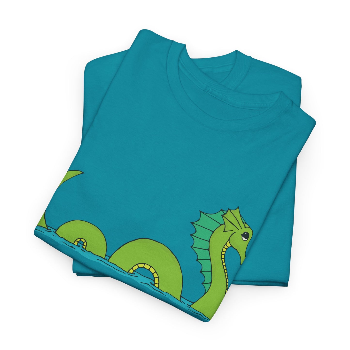 Sea Serpent T-shirt Unisex Heavy Cotton Tee - Mens Womens Loch Ness Sea Monster