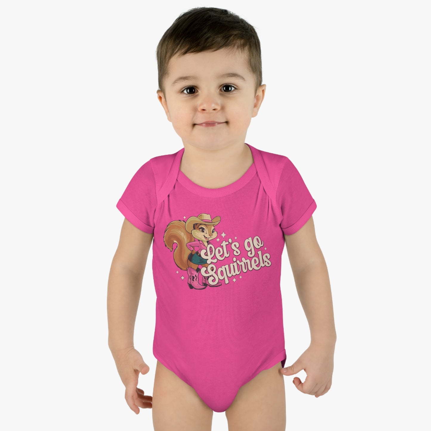 Let's Go Squirrels Infant One Piece Baby Rib Bodysuit - Baby Clothes with with Fun Squirrel Print