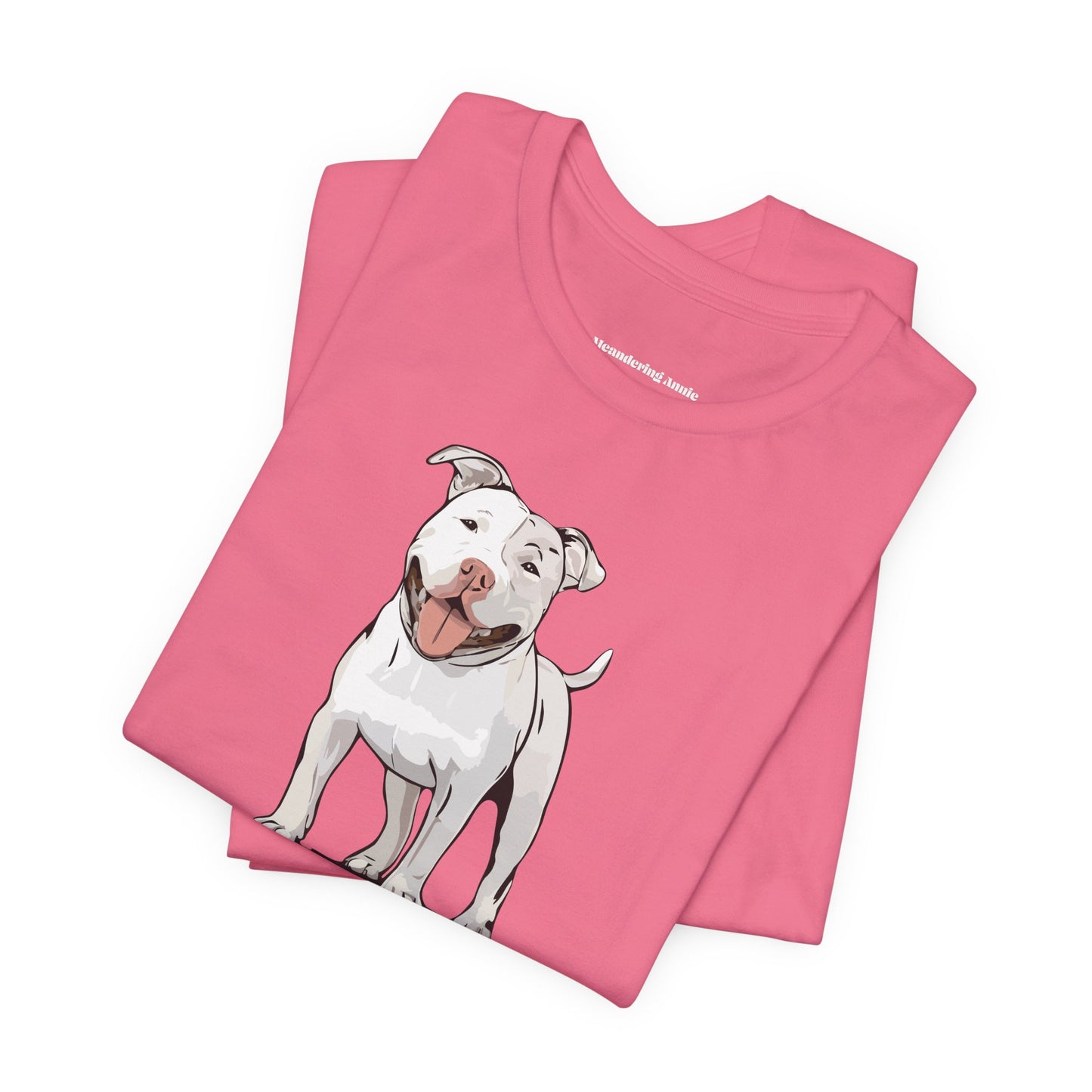 White American Pit Bull Terrier Dog T-shirt: Pitbull Puppy Dogs Unisex Short Sleeve Tee, Pet Owner Dog Mom Dad Shirt
