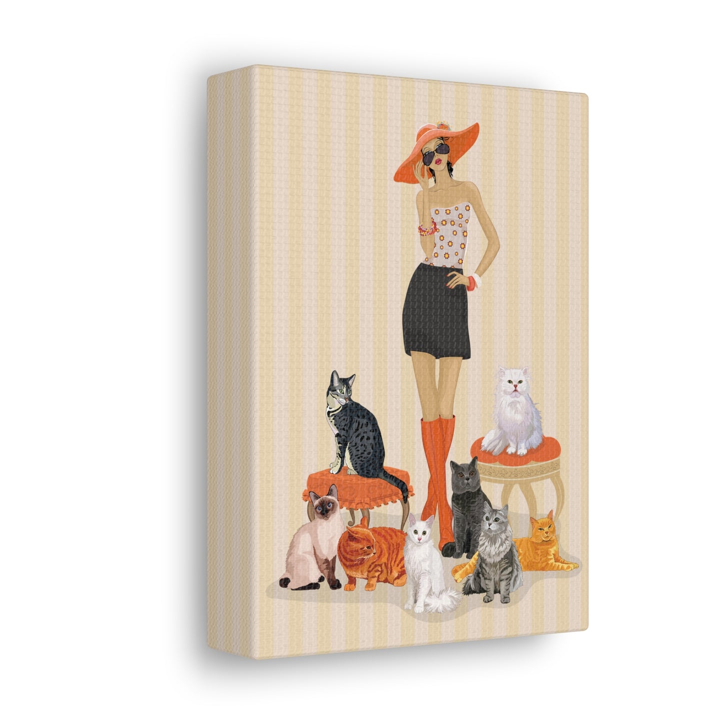 Childless Cat Lady Canvas Gallery Wrap Art Print - Crazy Cat Ladies Cat Mom Wall Art Home Decor