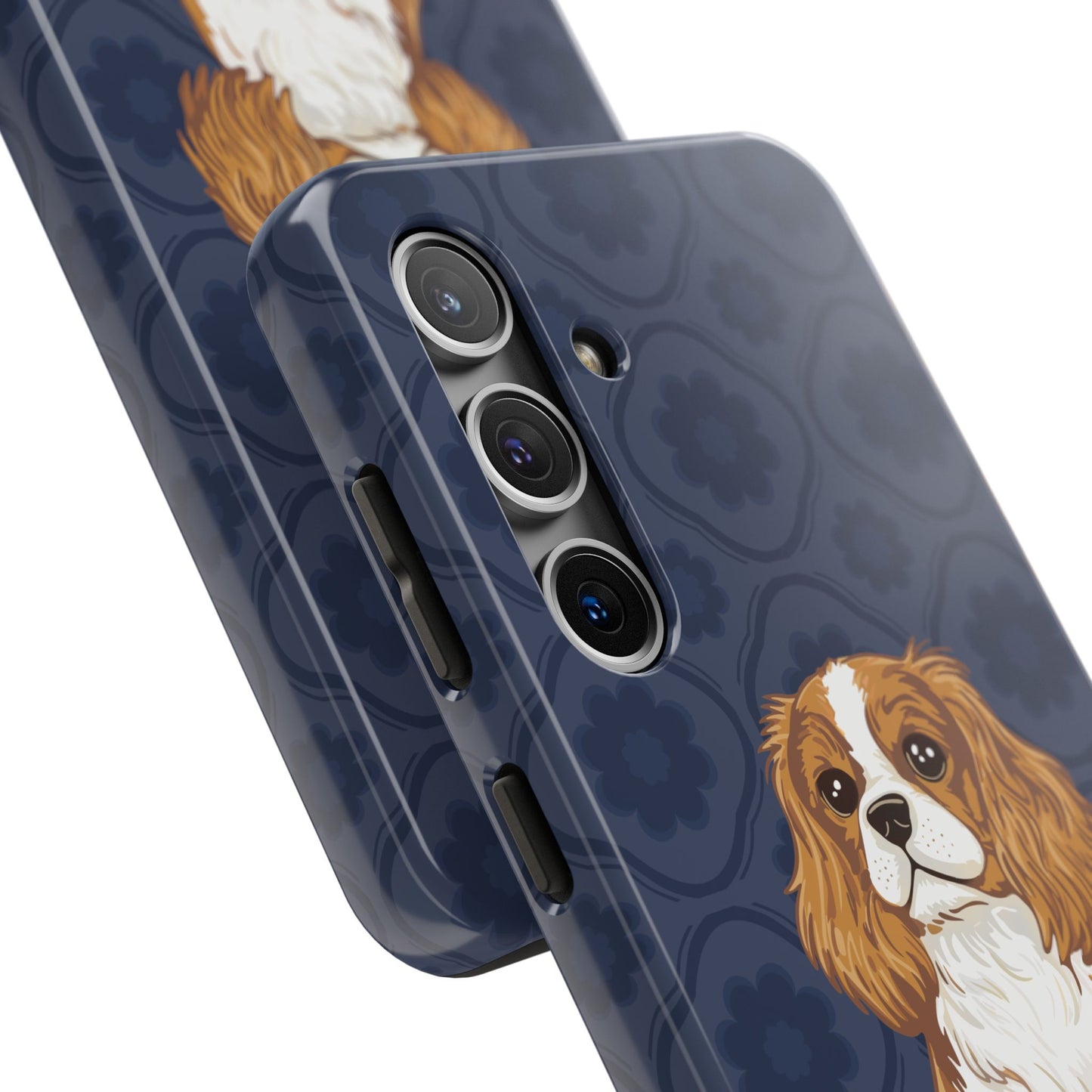 Cavalier King Charles Spaniel Dog Phone Case, Tough Phone Cases Pet Dogs Blue Pattern