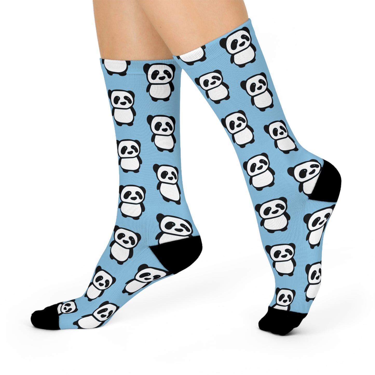 Light Blue Panda Pattern Cushioned Crew Socks Unisex Mens Womens Socks Pandas Print -  One Size Socks Womens Size 5 to Mens Size 12