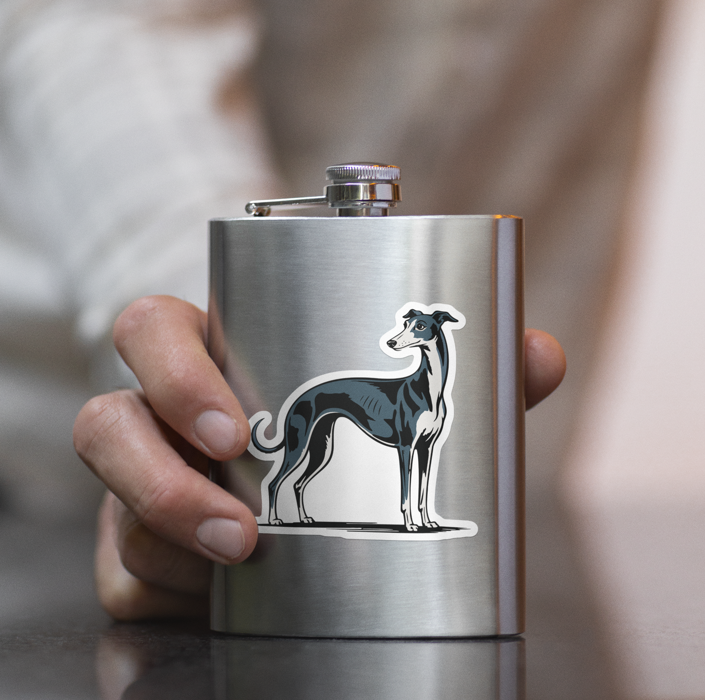 3" Greyhound Dog Sticker - Black & Blue Sighthound Dogs Vinyl Decal Stickers Waterproof Greyhounds Pet Decals